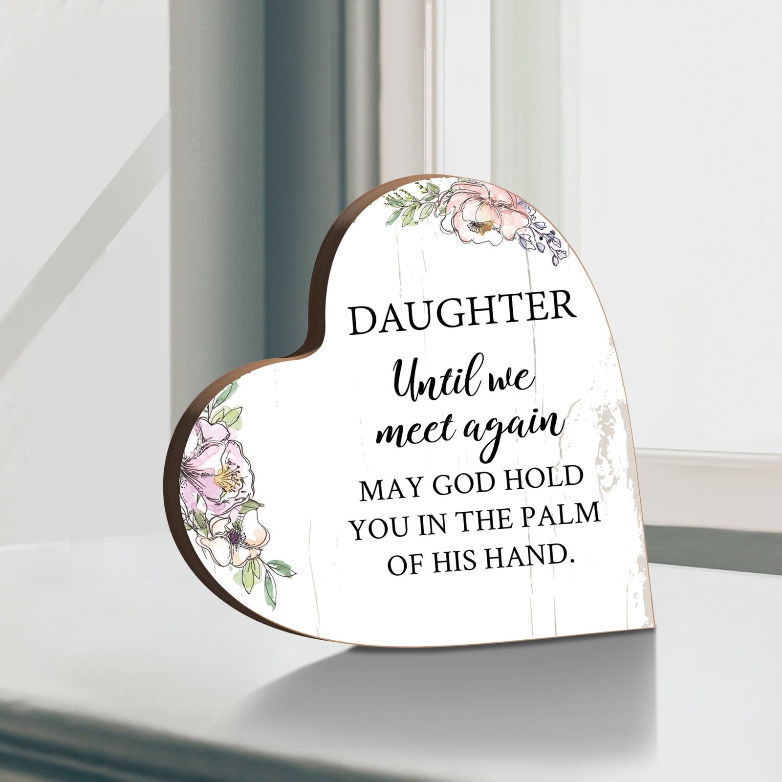 Wooden Memorial Heart Block Sign for Loss of Loved One - Until We Meet Again - LifeSong Milestones