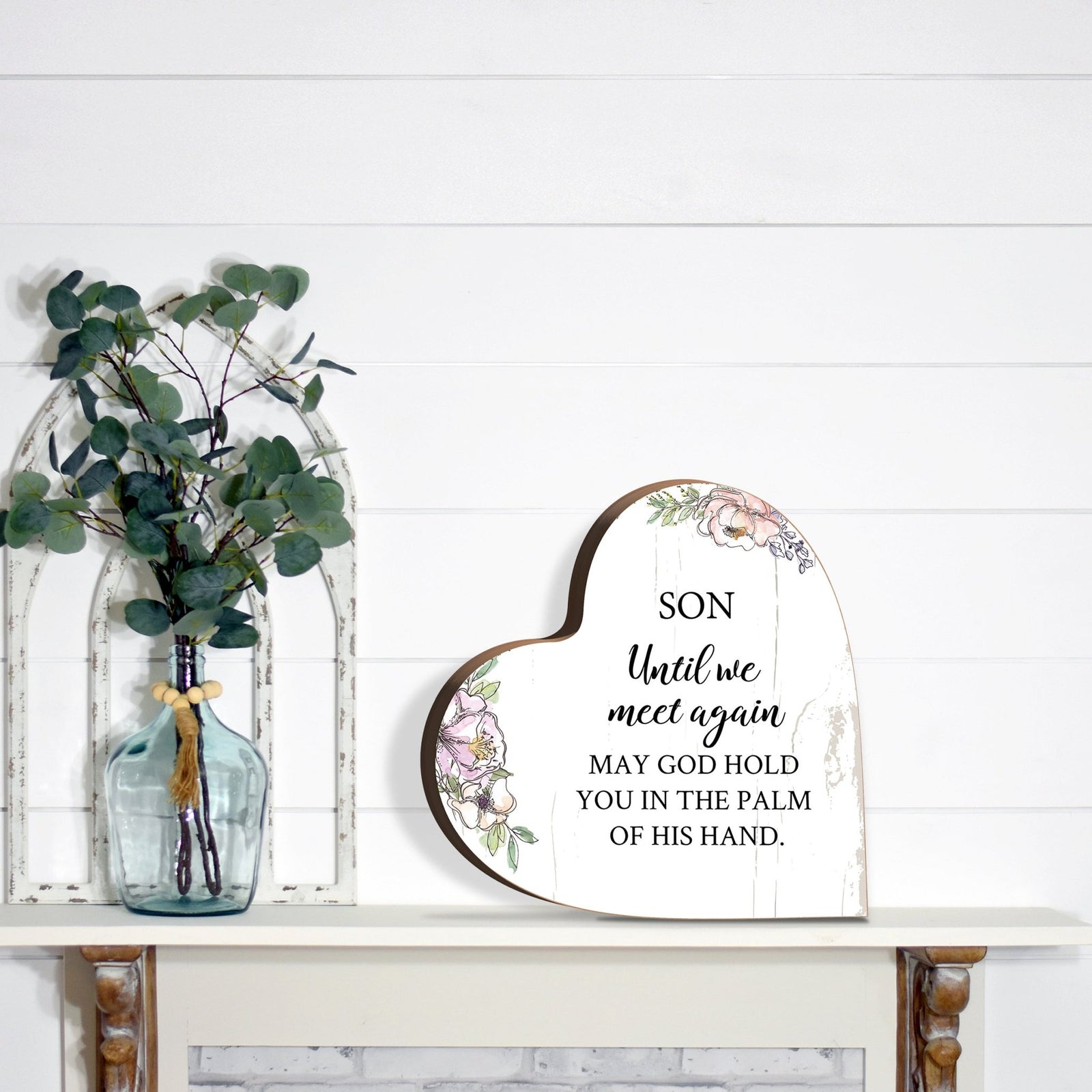 Wooden Memorial Heart Block Sign for Loss of Loved One - Until We Meet Again - LifeSong Milestones