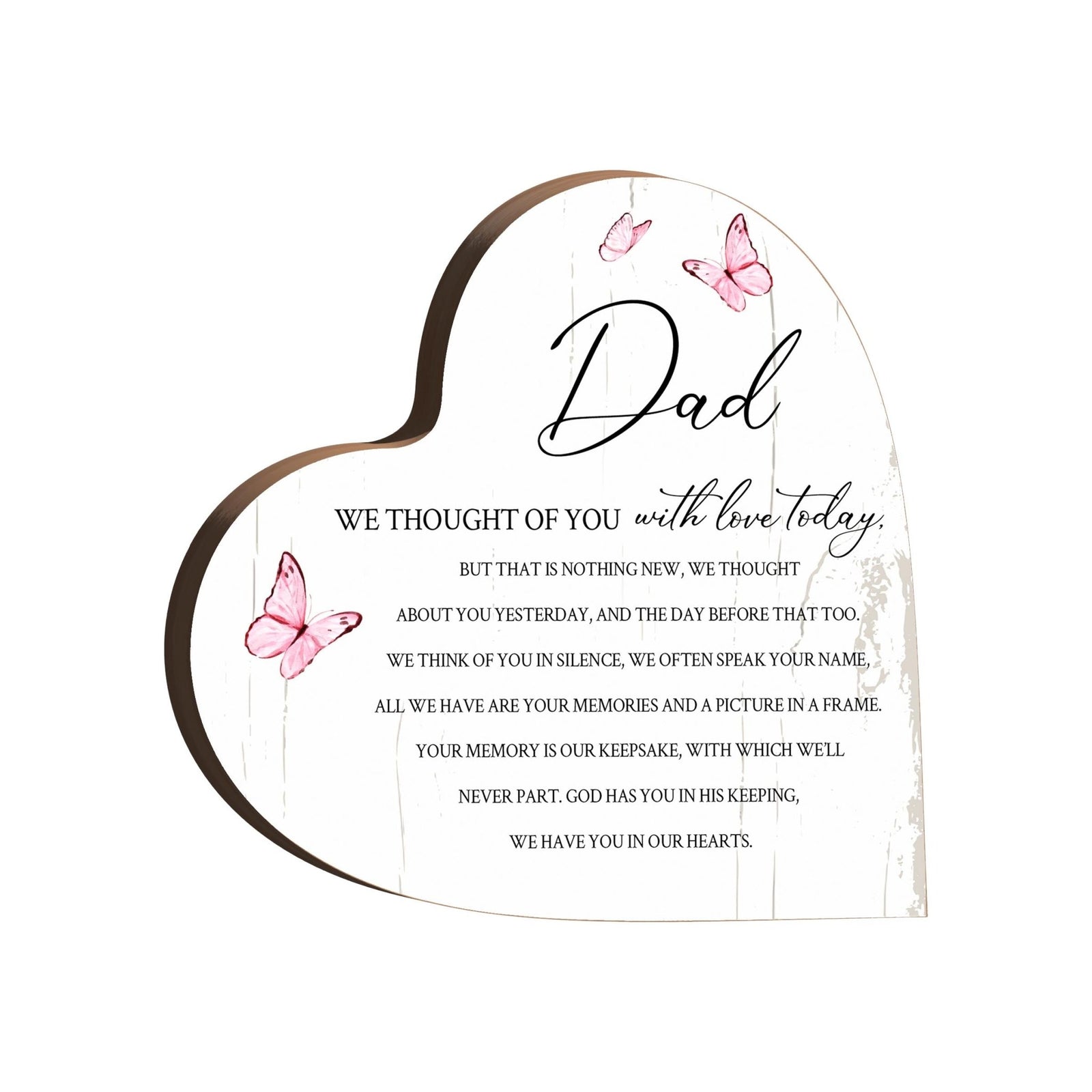 Wooden Memorial Heart Block Sign for Loss of Loved One - We Thought Of You - LifeSong Milestones