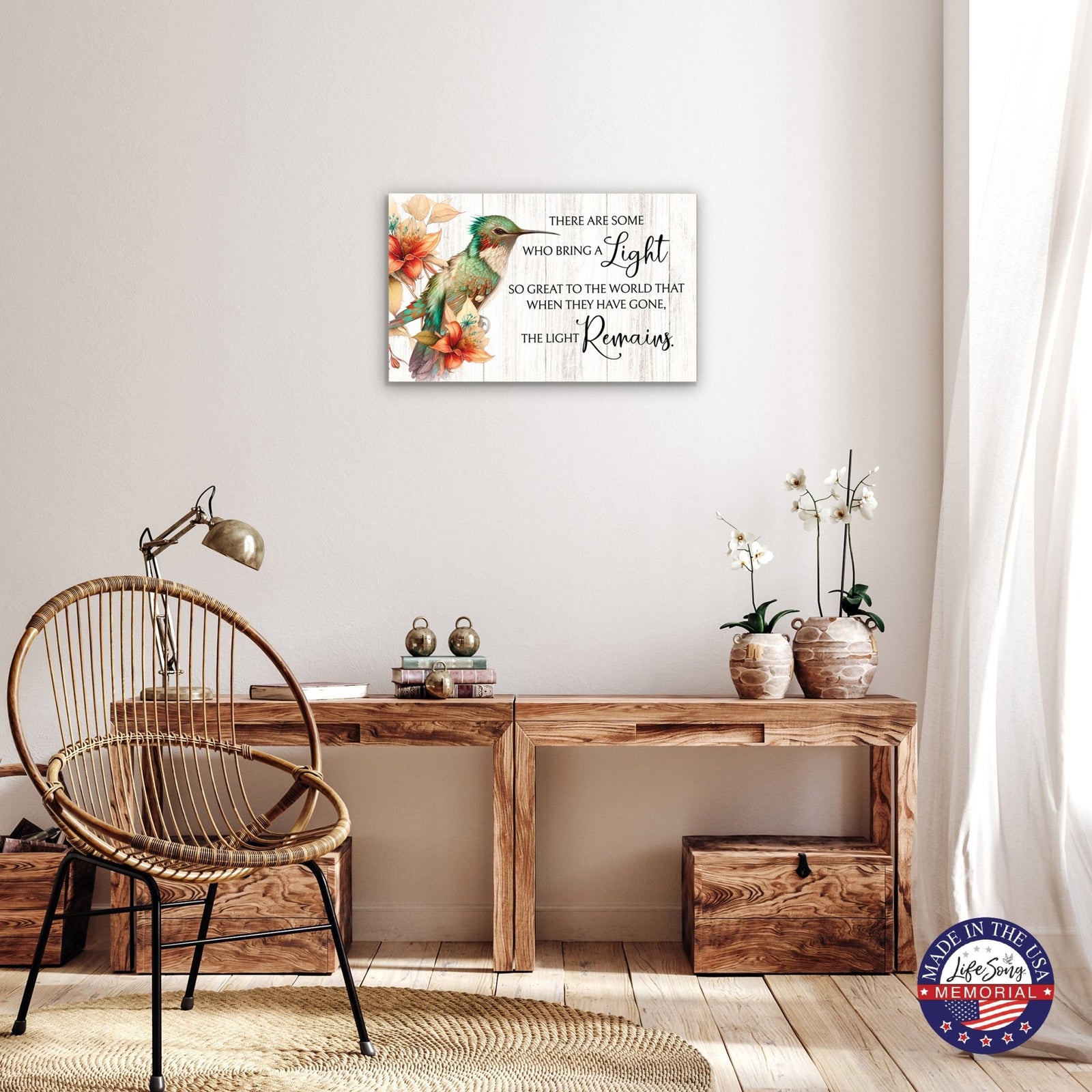 Wooden Memorial Hummingbird Wall Plaque for Loss of Loved One - LifeSong Milestones