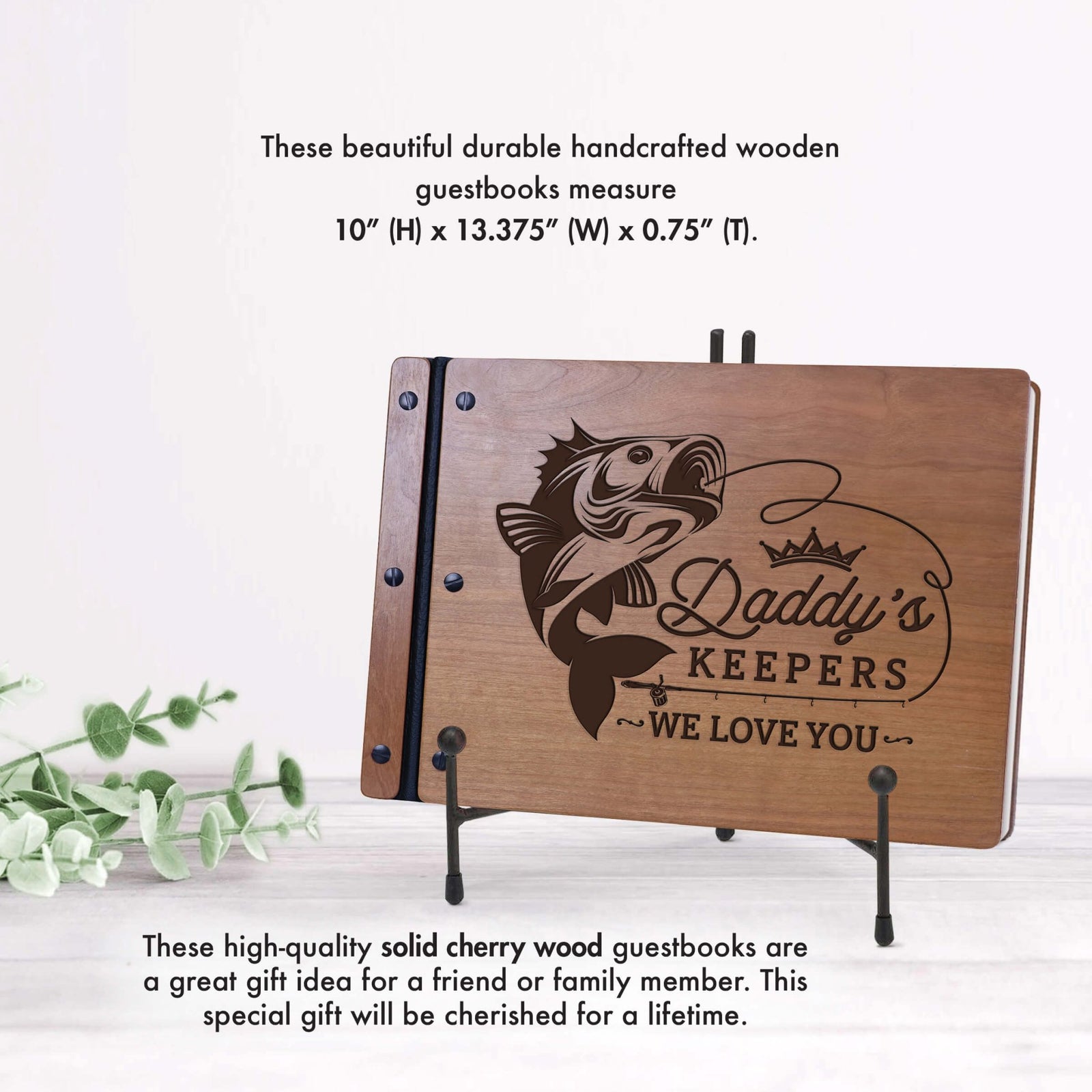 Wooden Memorial Large Guestbook with Fisherman Verse for Funeral Service - Daddy's Keepers - LifeSong Milestones