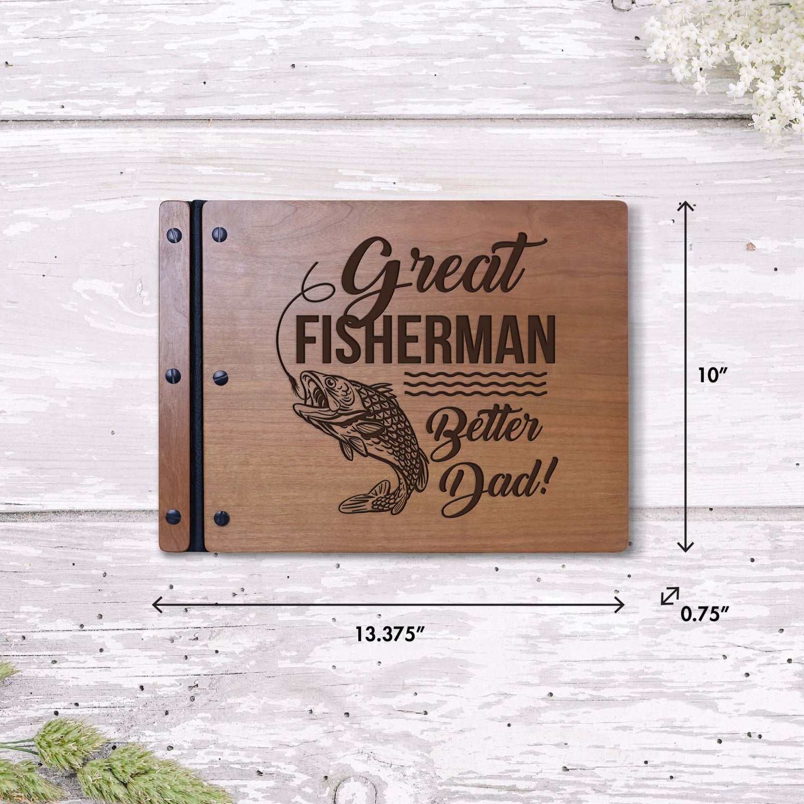 Wooden Memorial Large Guestbook with Fisherman Verse for Funeral Service - Great Fisherman - LifeSong Milestones
