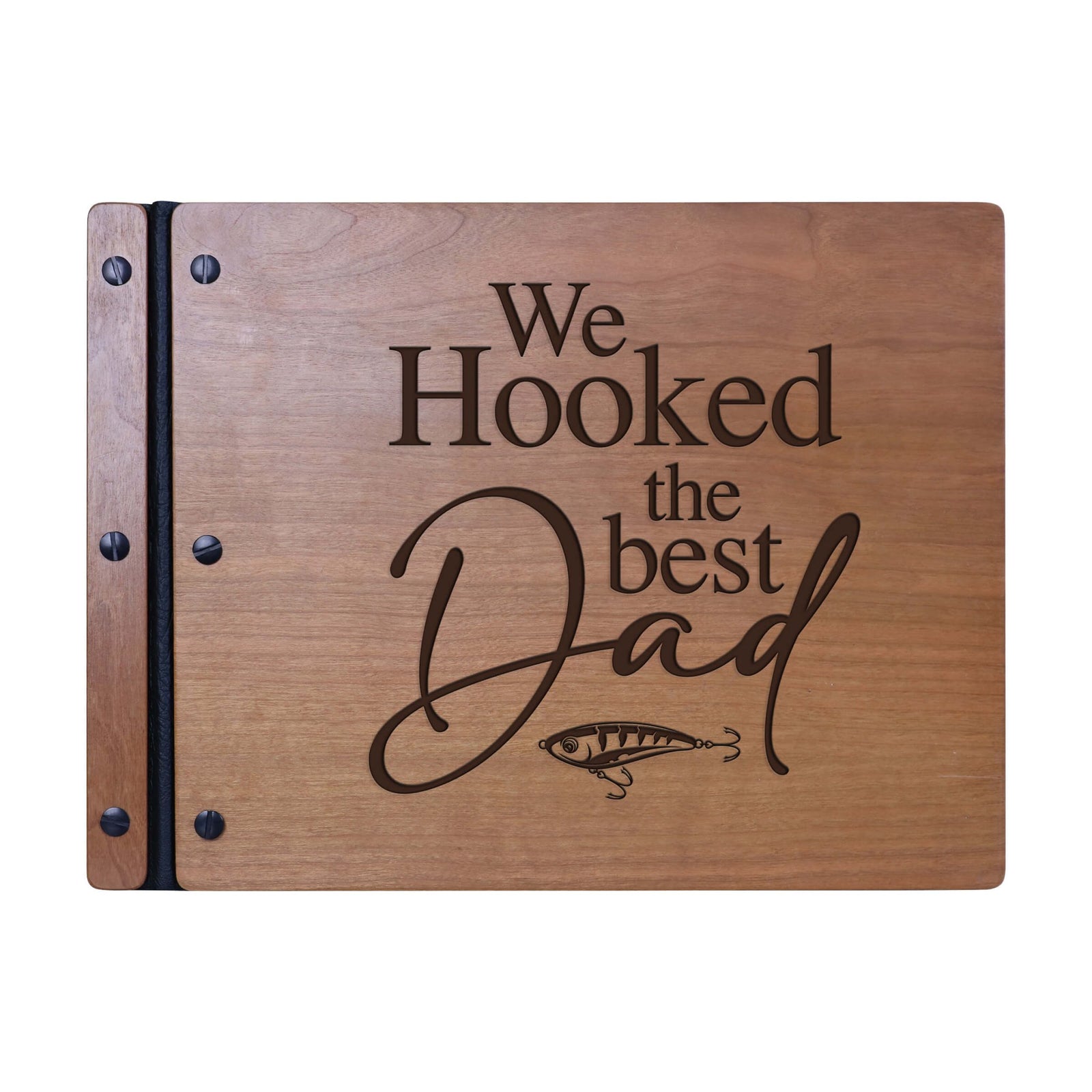 Wooden Memorial Large Guestbook with Fisherman Verse for Funeral Service - The BEST Dad - LifeSong Milestones