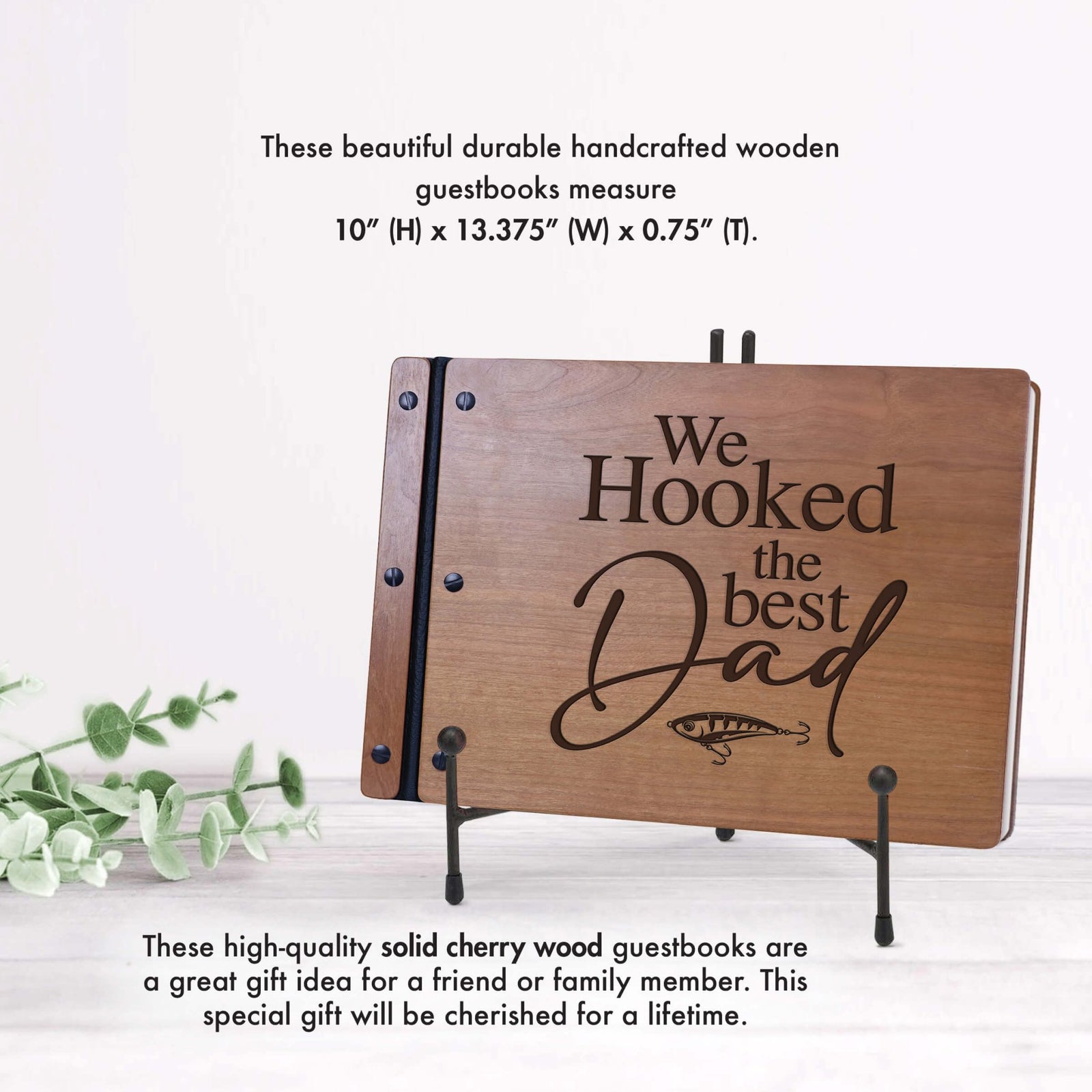 Wooden Memorial Large Guestbook with Fisherman Verse for Funeral Service - The BEST Dad - LifeSong Milestones