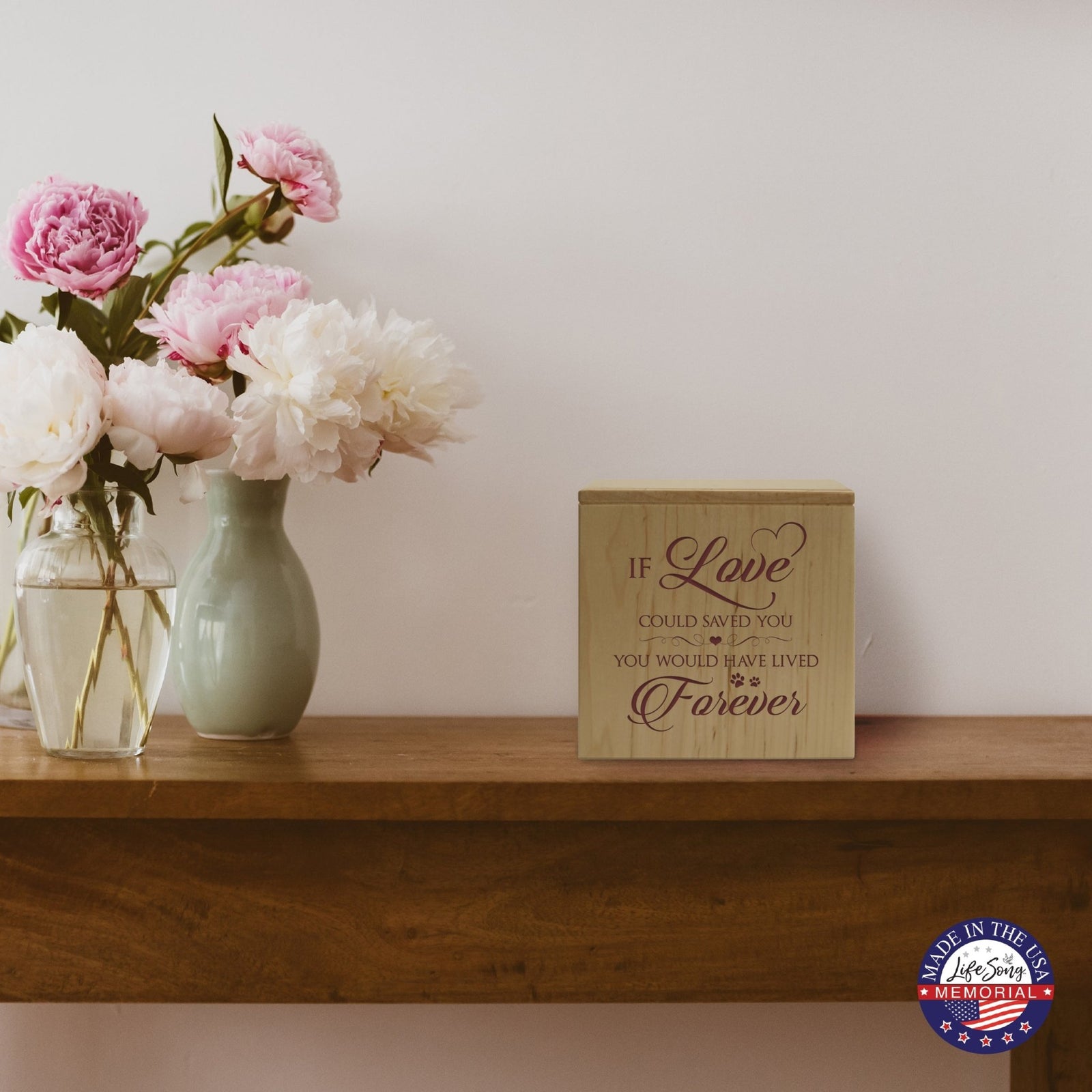 Wooden Memorial Pet Tabletop Cremation Urn Box