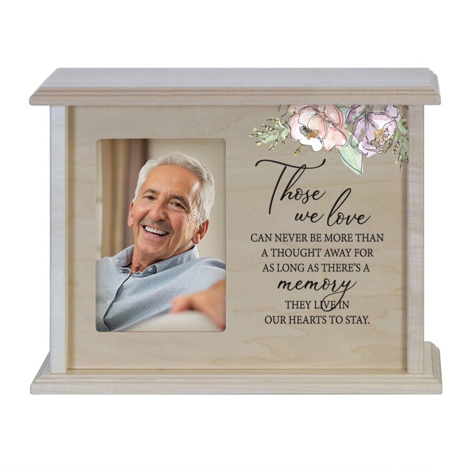 Wooden Memorial Photo Cremation Urn Box for Human Ashes - LifeSong Milestones