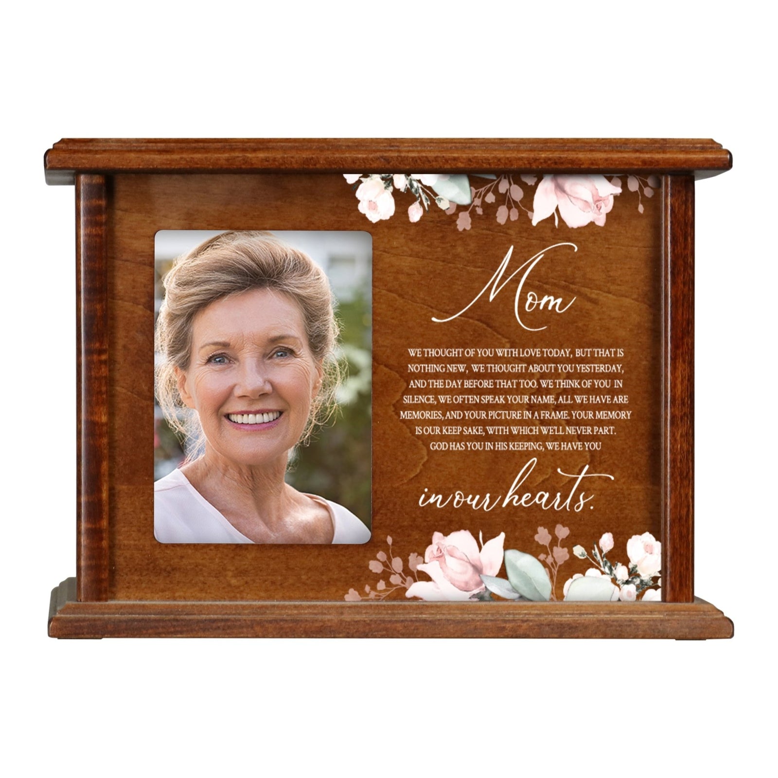 Wooden Memorial Photo Cremation Urn Box for Human Ashes - LifeSong Milestones