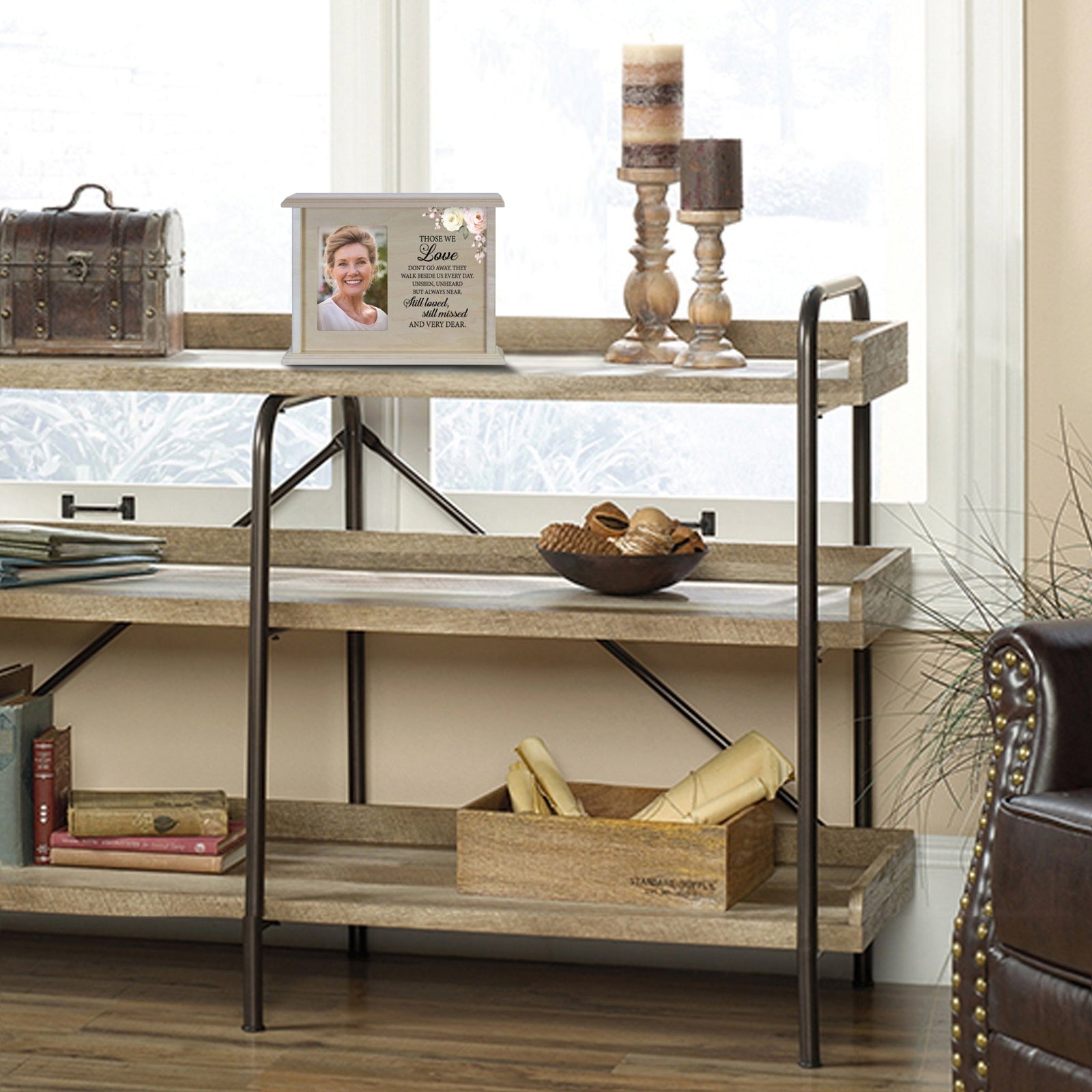 Wooden Memorial Photo Cremation Urn Box for Human Ashes - LifeSong Milestones