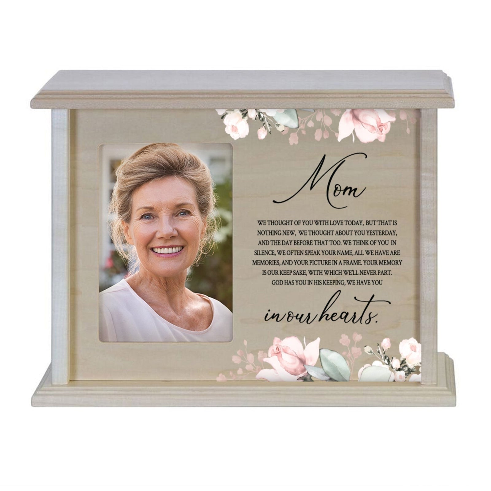 Wooden Memorial Photo Cremation Urn Box for Human Ashes - LifeSong Milestones