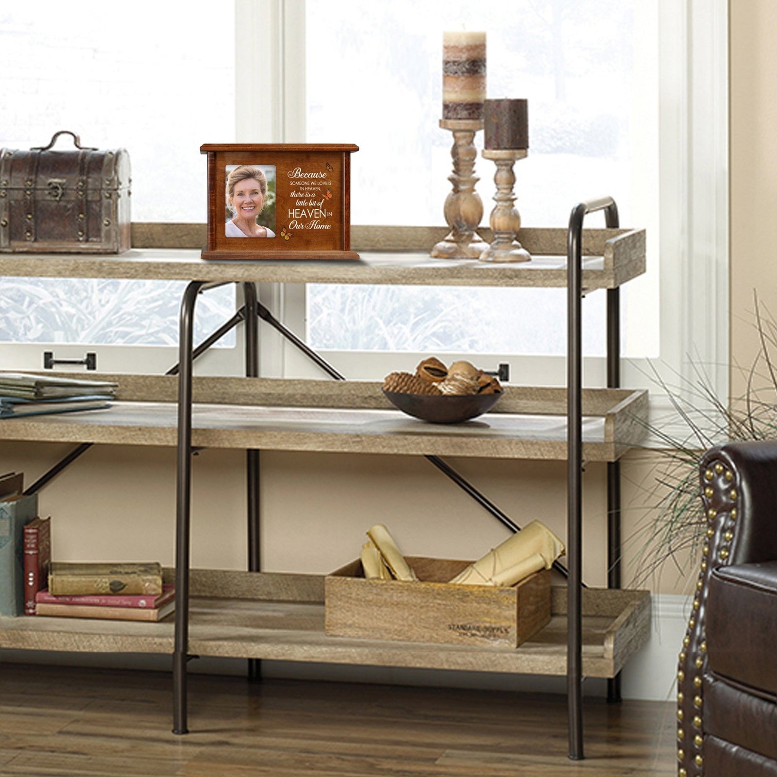 Wooden Memorial Photo Cremation Urn Box for Human Ashes - LifeSong Milestones