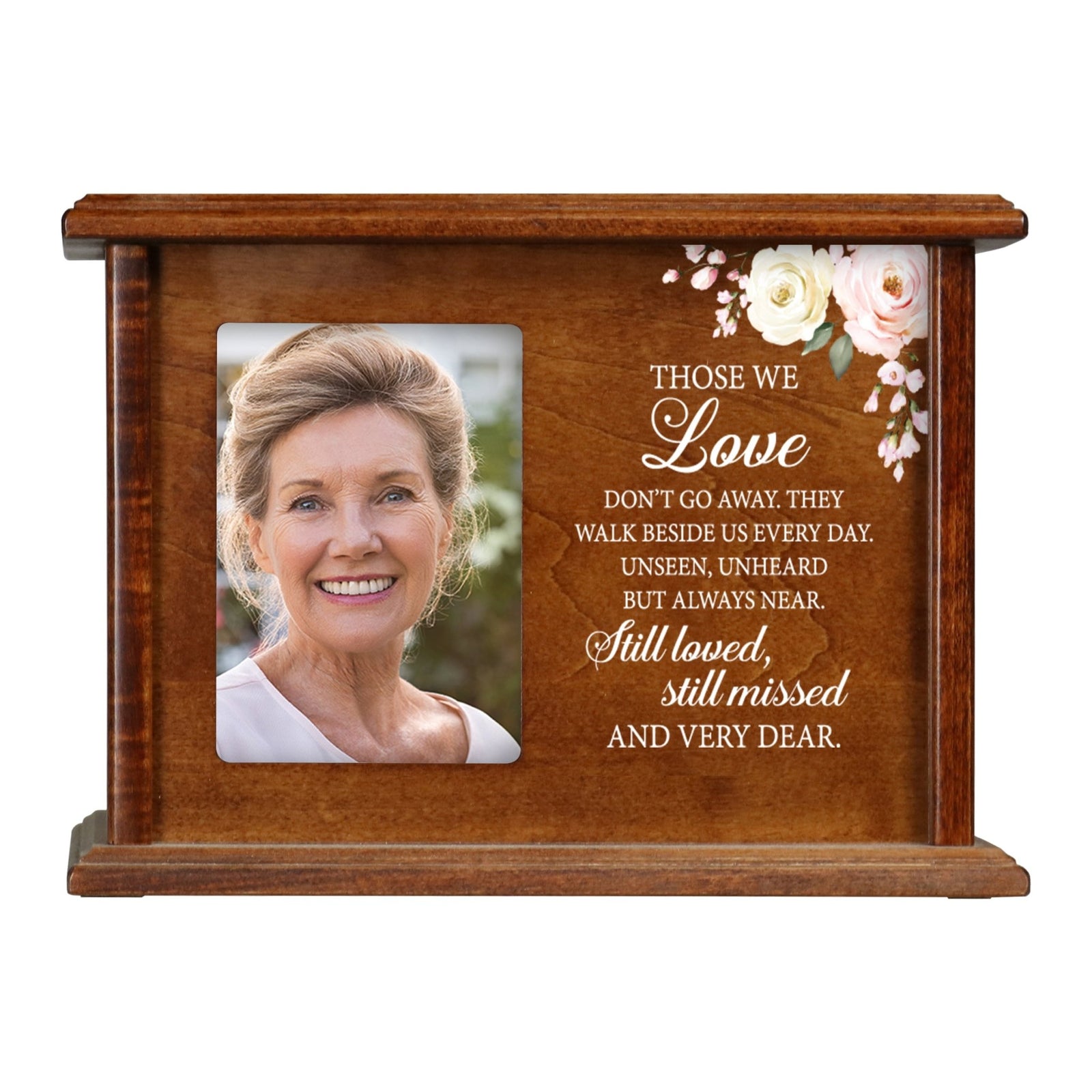 Wooden Memorial Photo Cremation Urn Box for Human Ashes - LifeSong Milestones