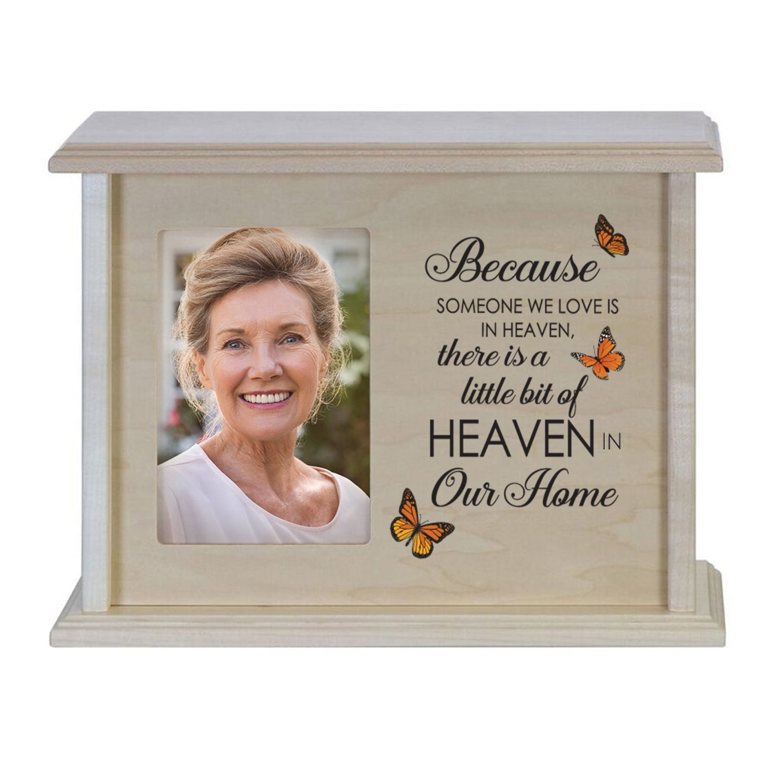 Wooden Memorial Photo Cremation Urn Box for Human Ashes - LifeSong Milestones