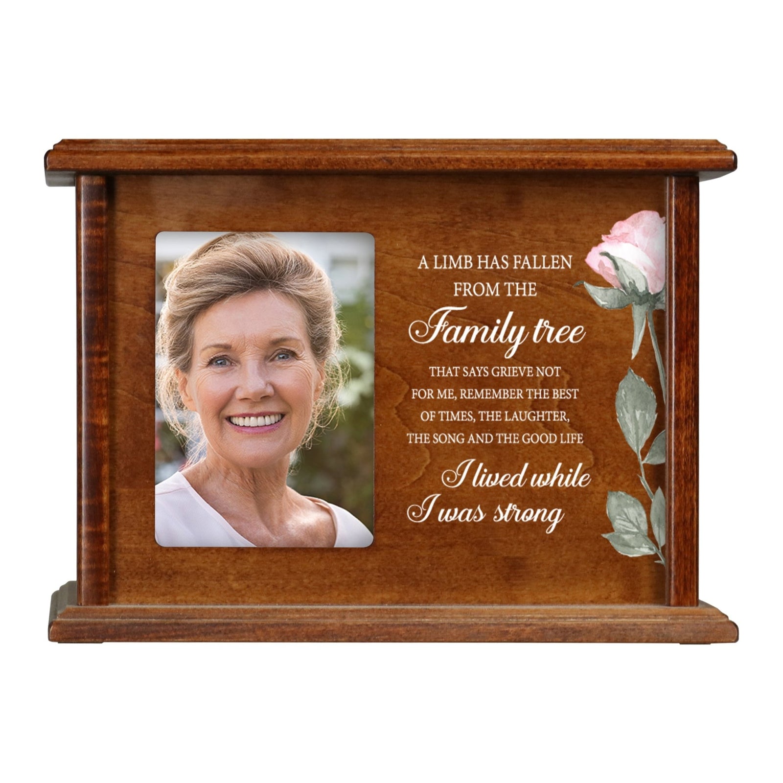 Wooden Memorial Photo Cremation Urn Box for Human Ashes - LifeSong Milestones