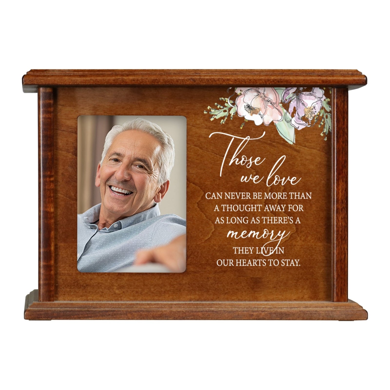 Wooden Memorial Photo Cremation Urn Box for Human Ashes - LifeSong Milestones