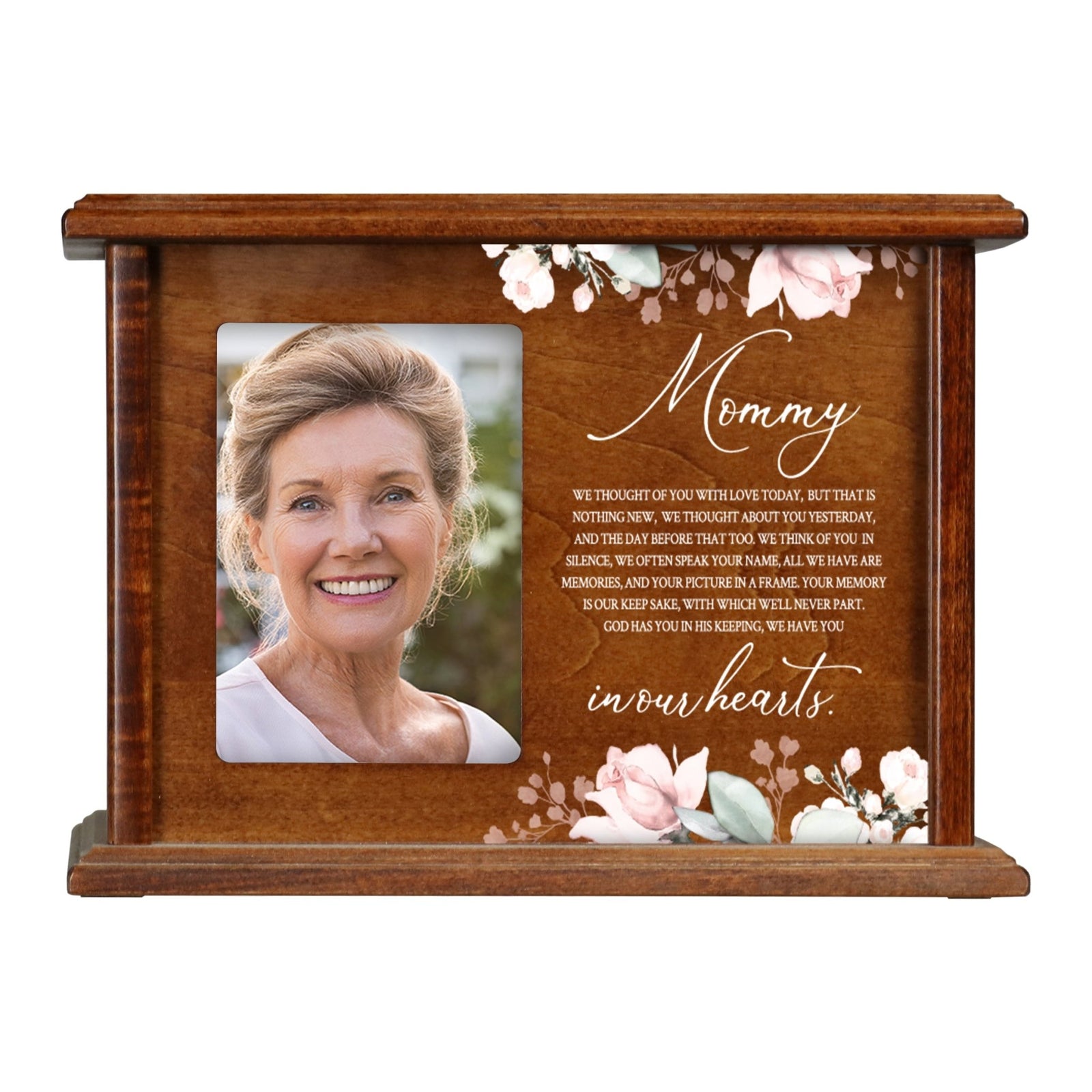 Wooden Memorial Photo Cremation Urn Box for Human Ashes - LifeSong Milestones
