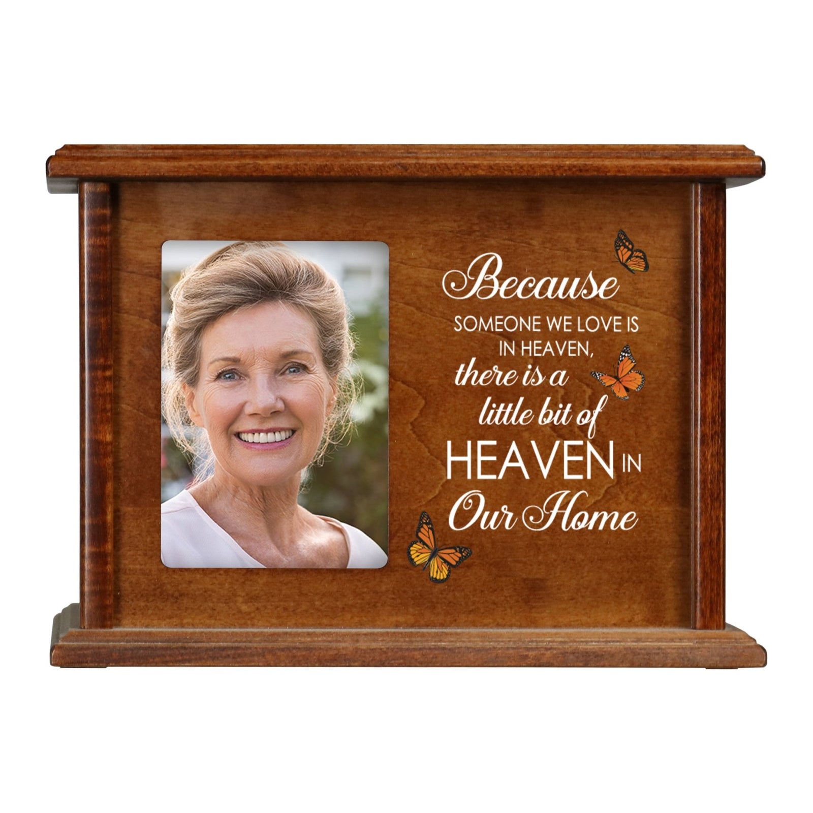 Wooden Memorial Photo Cremation Urn Box for Human Ashes - LifeSong Milestones