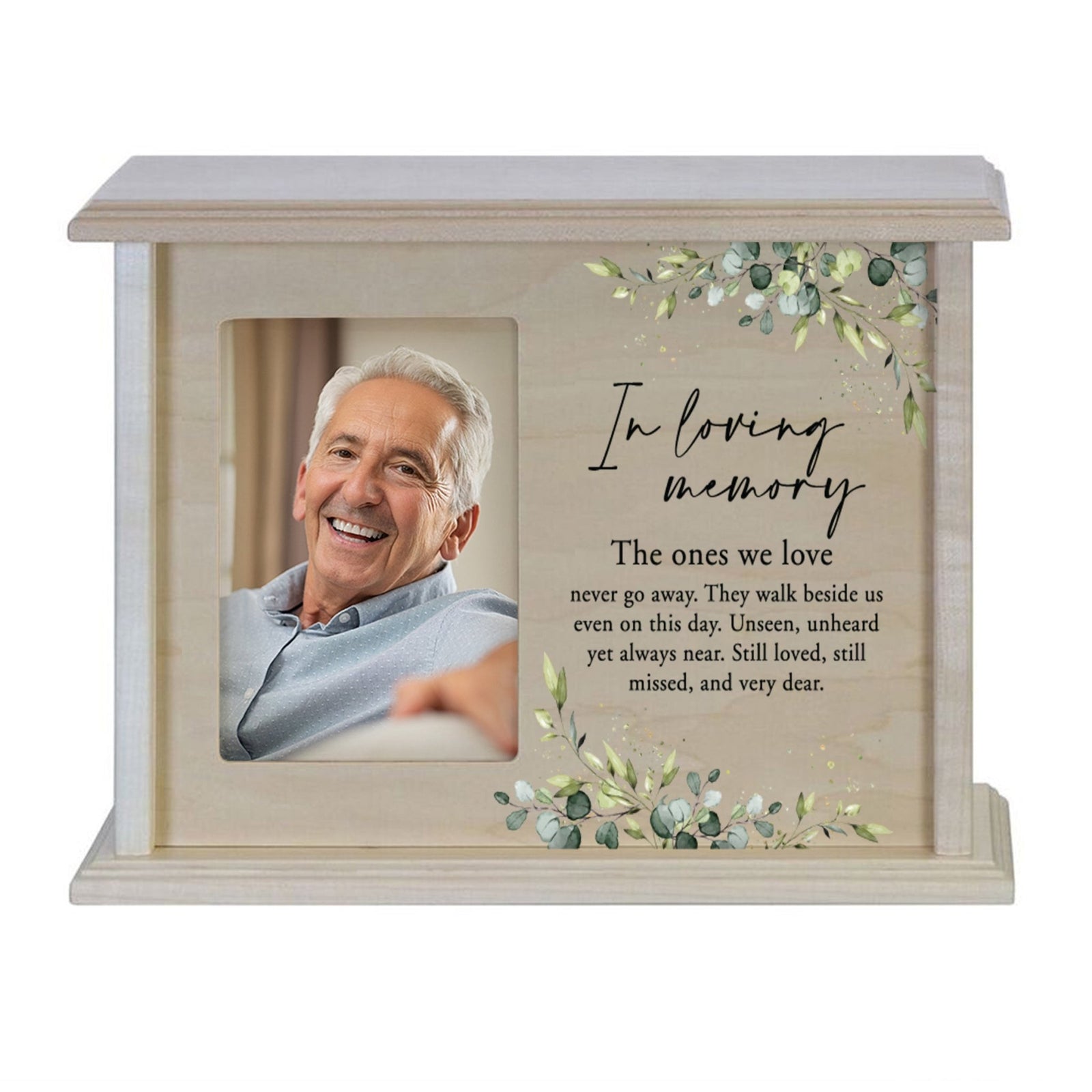Wooden Memorial Photo Cremation Urn Box for Human Ashes - LifeSong Milestones