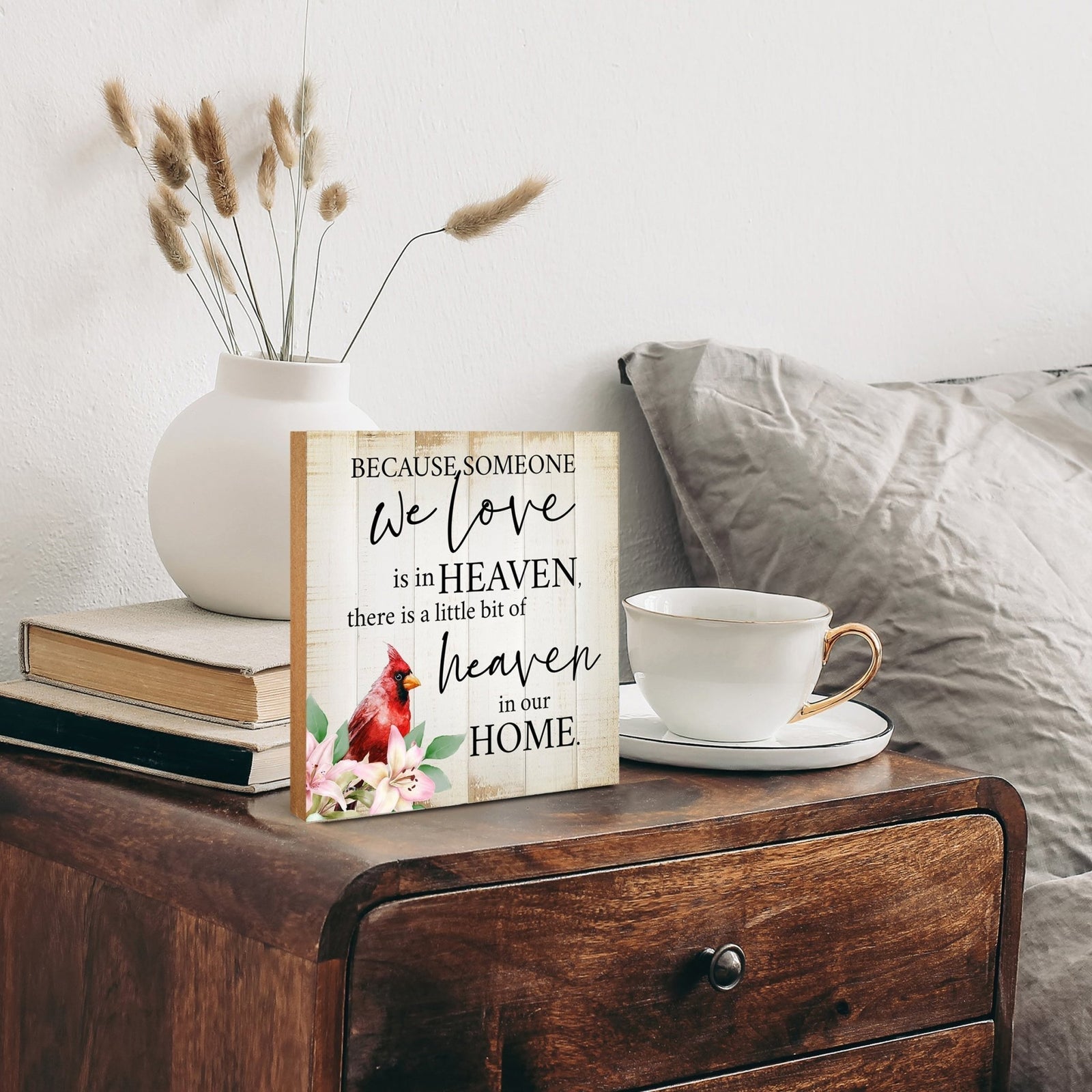 Wooden Memorial Shelf Décor and Tabletop Signs for Loss of Loved One - LifeSong Milestones