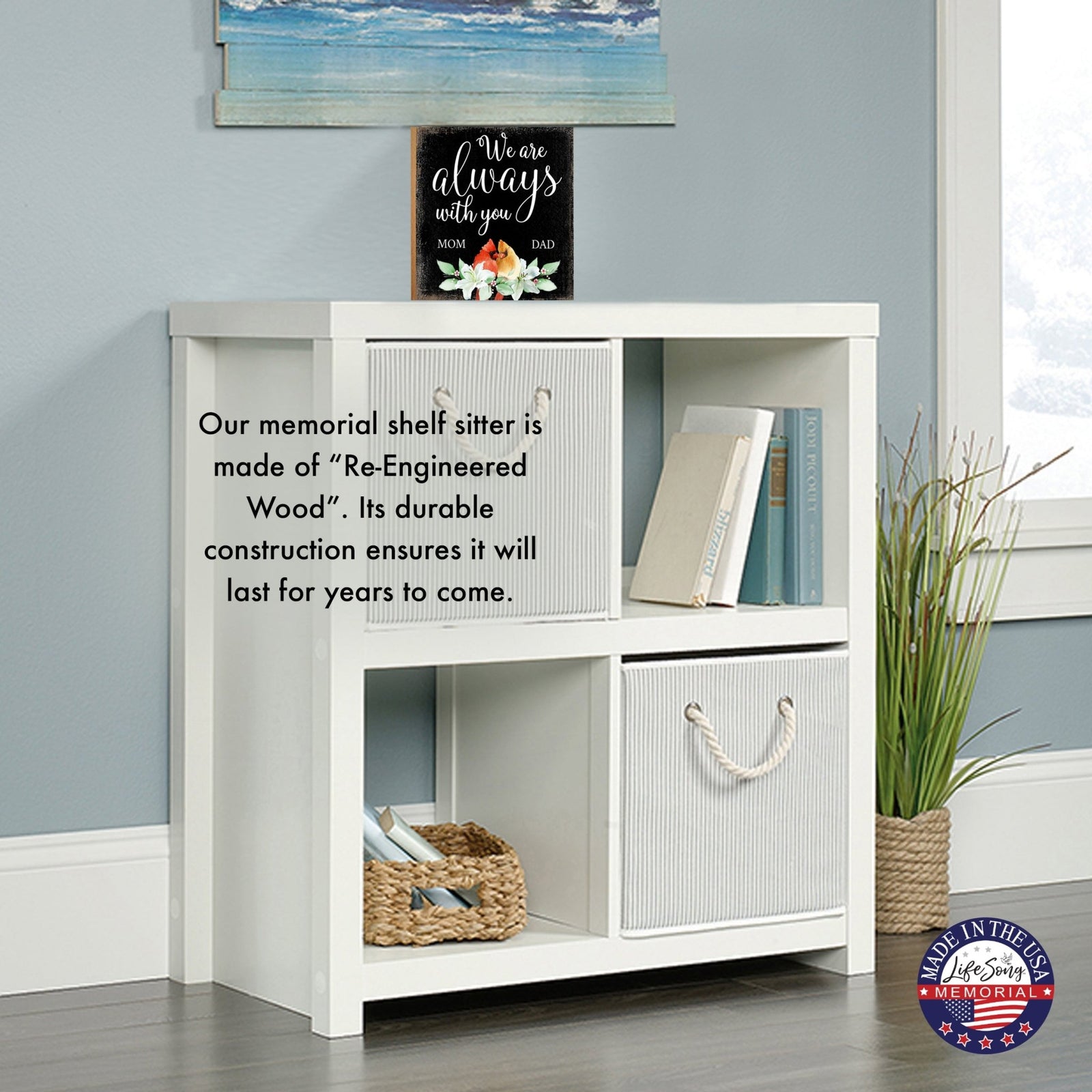 Wooden Memorial Shelf Décor and Tabletop Signs for Loss of Loved One - LifeSong Milestones