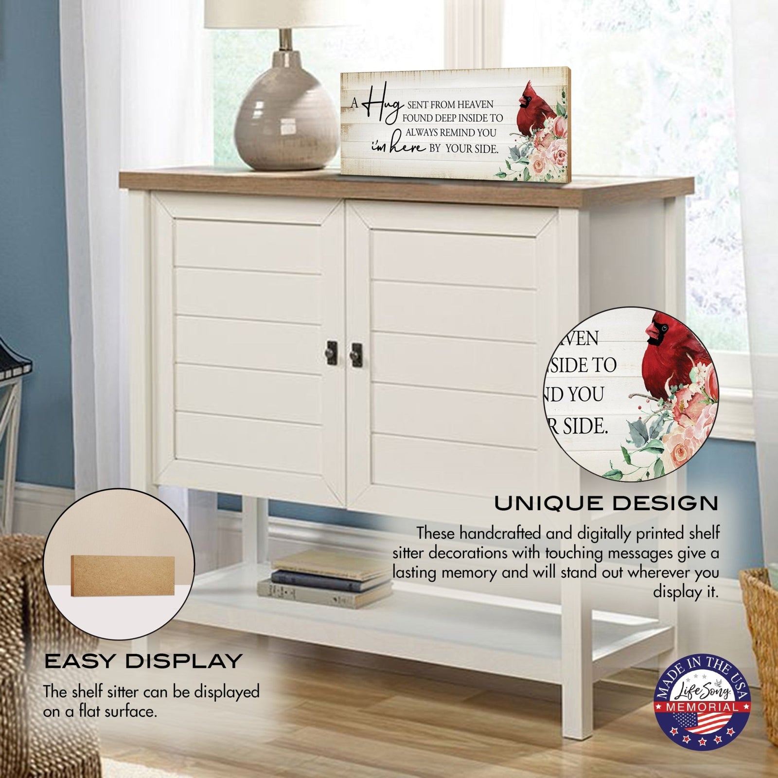 Wooden Memorial Shelf Décor and Tabletop Signs Sympathy Gifts - LifeSong Milestones