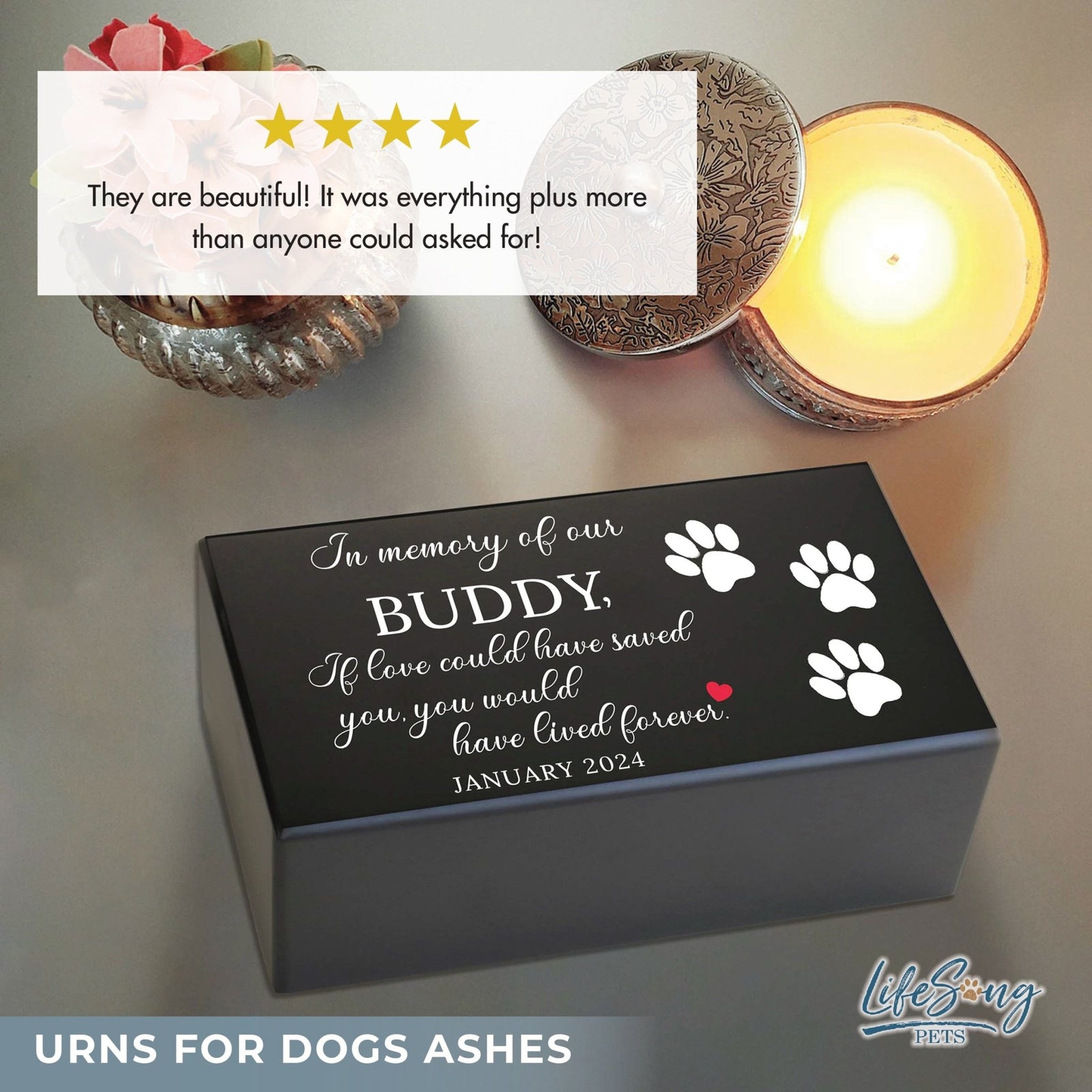 Wooden Pet Urns for Ashes – Custom Engraved Pet Urn Box with Photo Frame - If Love Could Have Saved - LifeSong Milestones