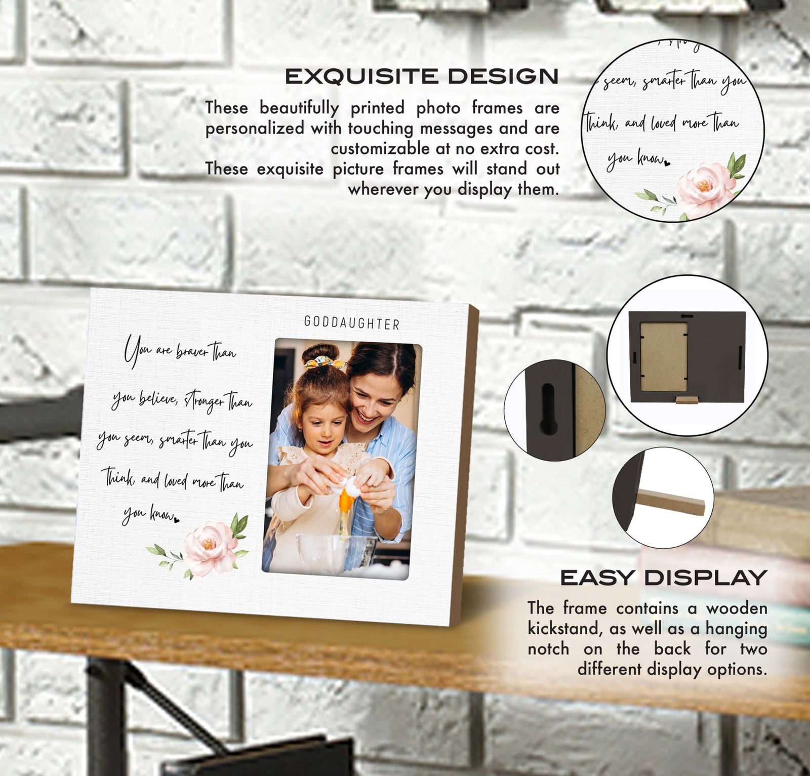 Wooden Picture Frame for Goddaughter - LifeSong Milestones