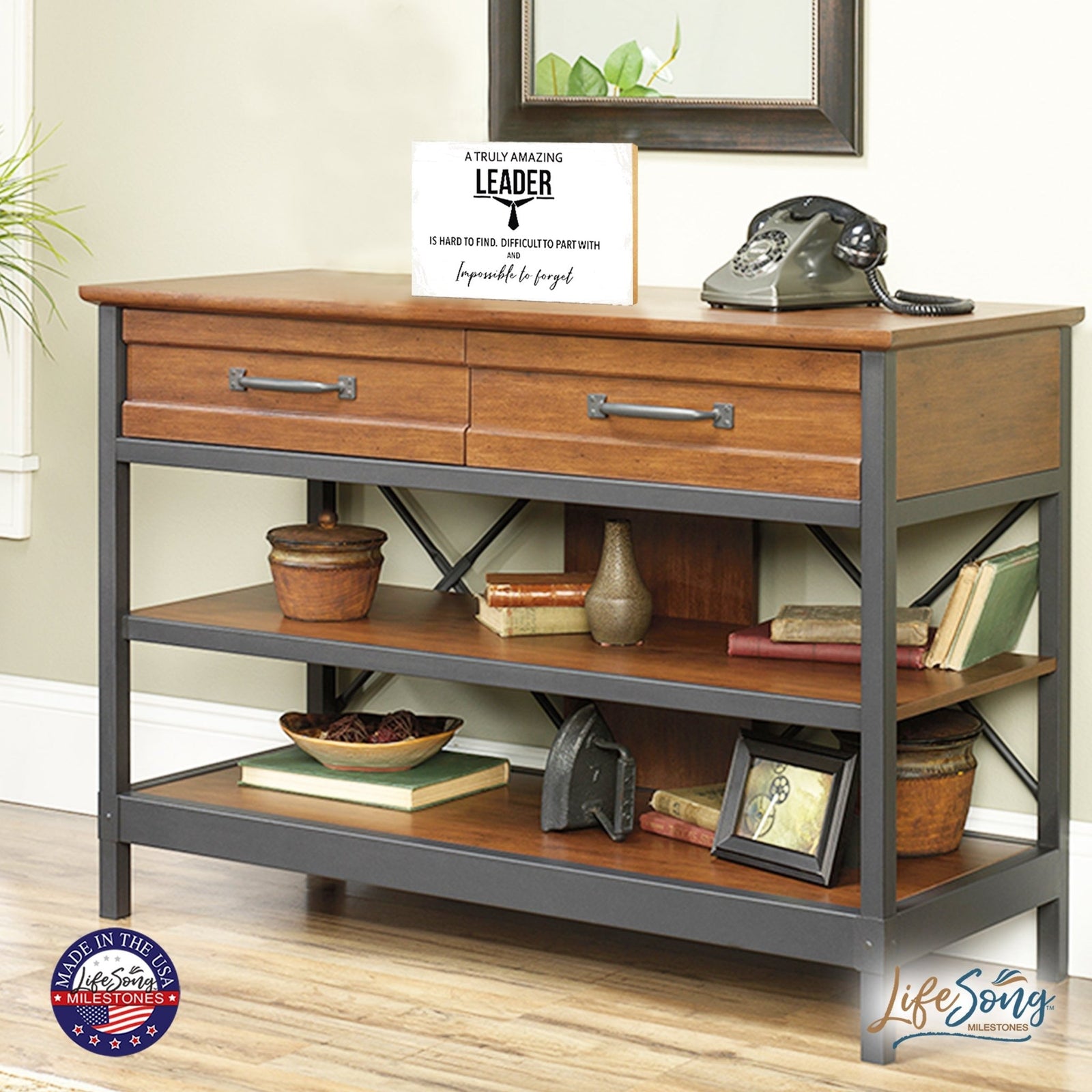 Wooden Shelf and Table Top Office Decor Gift for Boss - LifeSong Milestones