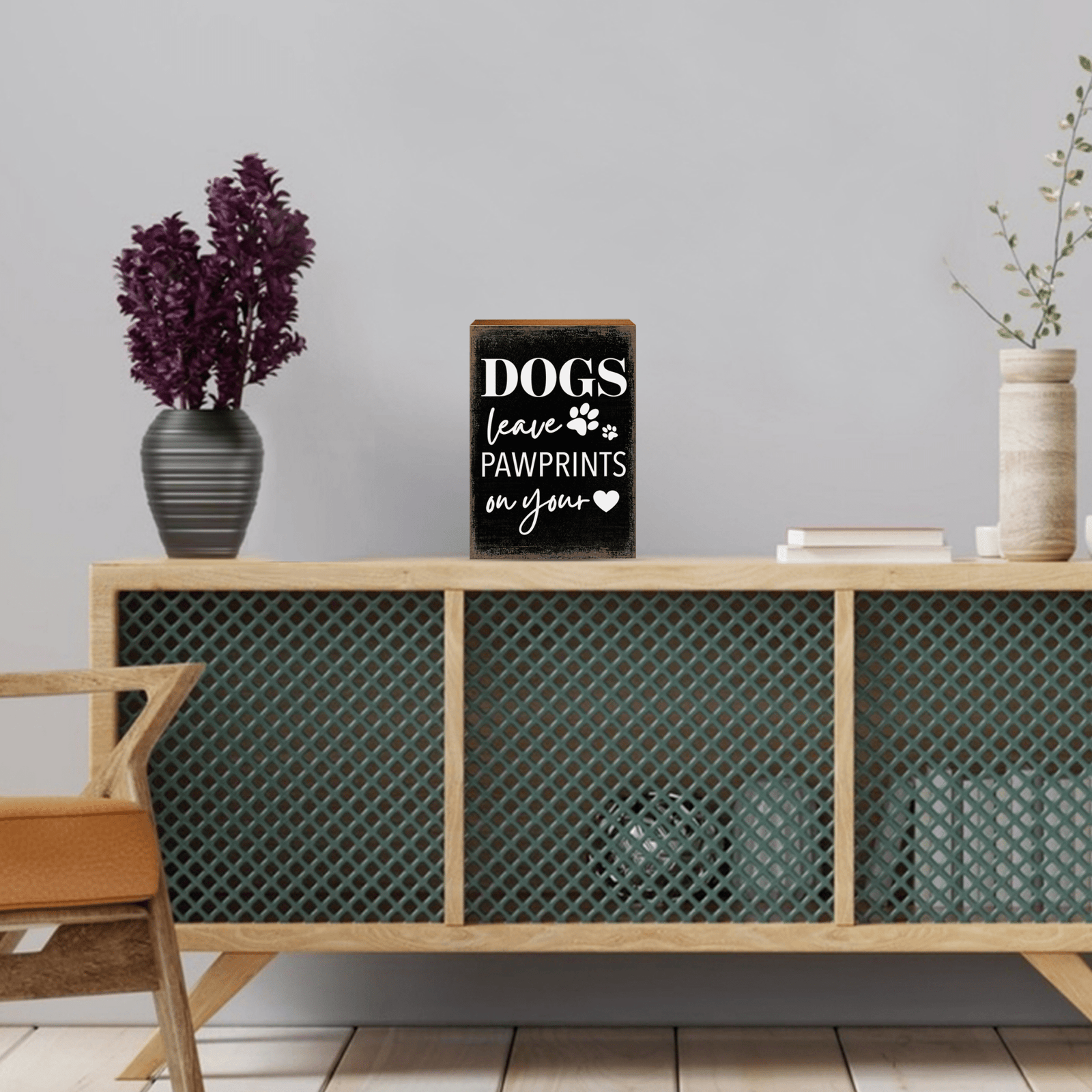 Wooden Shelf Decor and Tabletop Signs with Pet Verses - Dogs Leave - LifeSong Milestones
