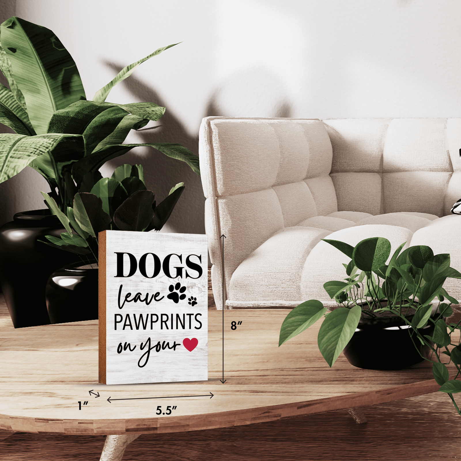 Wooden Shelf Decor and Tabletop Signs with Pet Verses - Dogs Leave - LifeSong Milestones