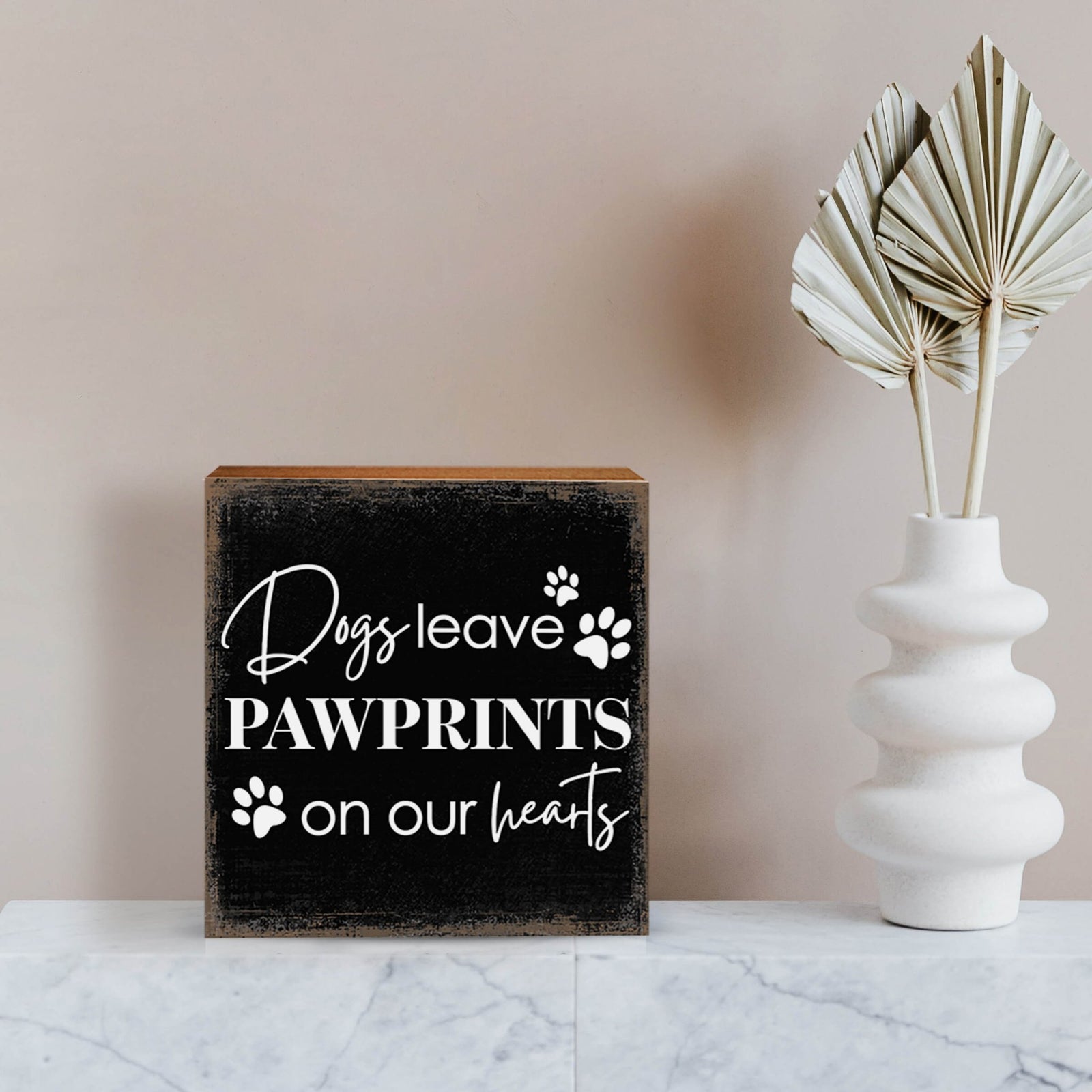 Wooden Shelf Decor and Tabletop Signs with Pet Verses - Dogs Leave Pawprints - LifeSong Milestones