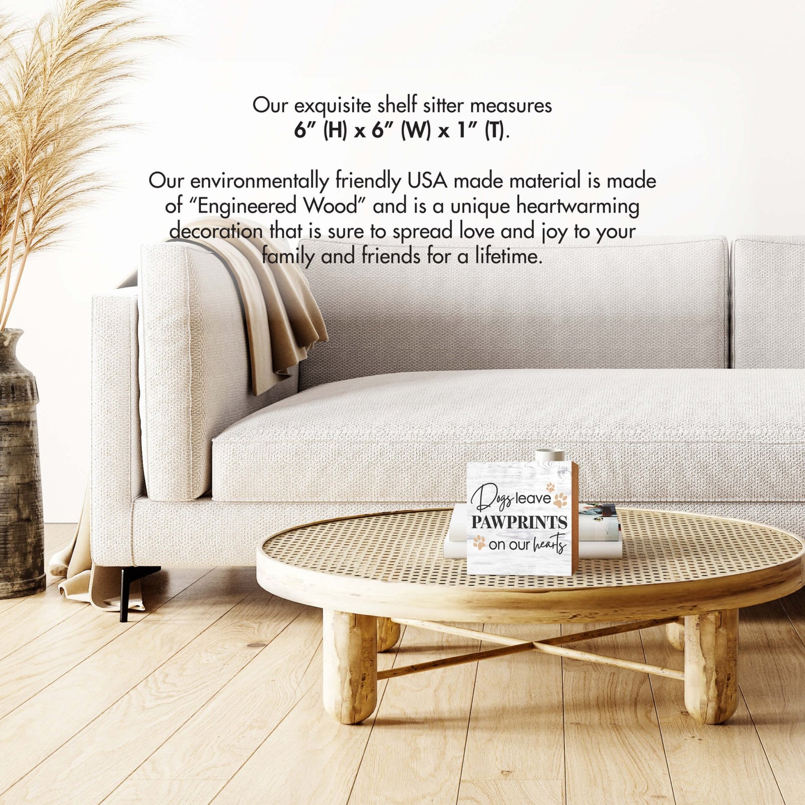 Wooden Shelf Decor and Tabletop Signs with Pet Verses - Dogs Leave Pawprints - LifeSong Milestones