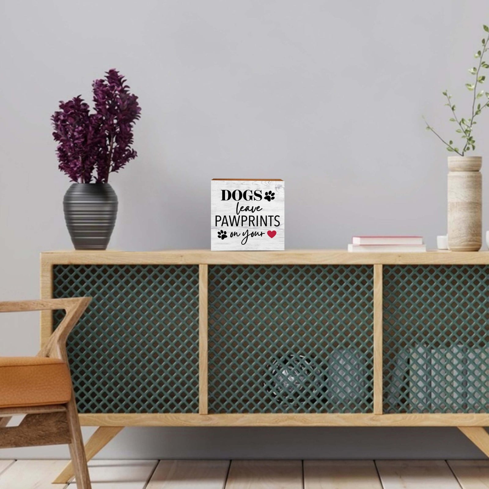 Wooden Shelf Decor and Tabletop Signs with Pet Verses - Dogs Leave Pawprints - LifeSong Milestones
