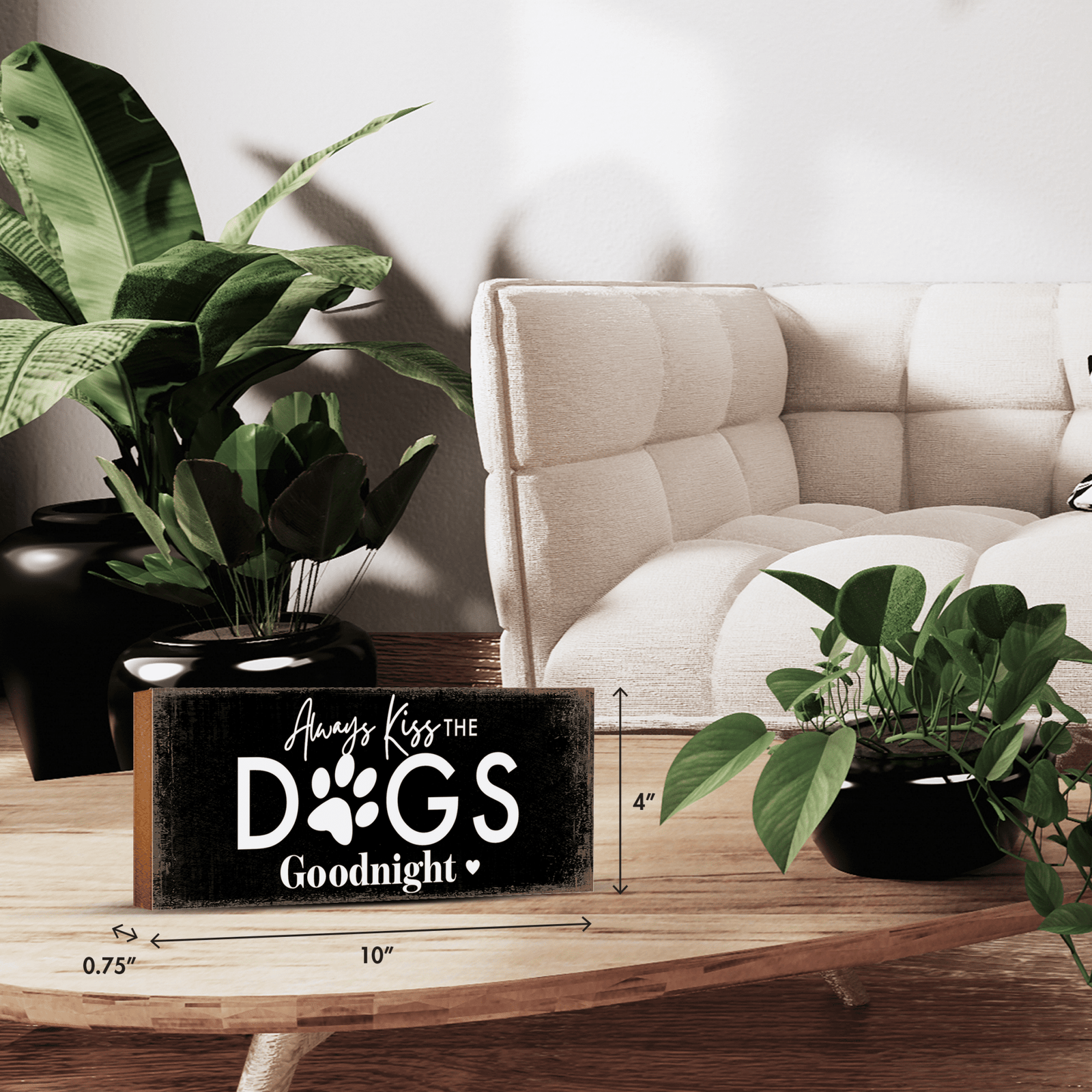Wooden Shelf Decor and Tabletop Signs with Pet Verses - Kiss The Dogs - LifeSong Milestones