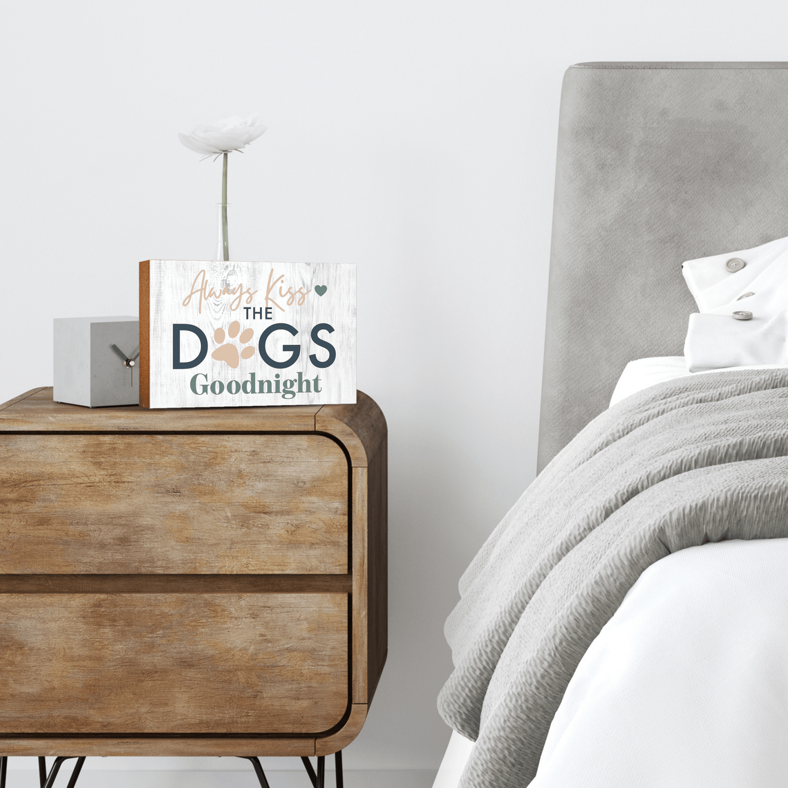 Wooden Shelf Decor and Tabletop Signs with Pet Verses - Kiss The Dogs - LifeSong Milestones