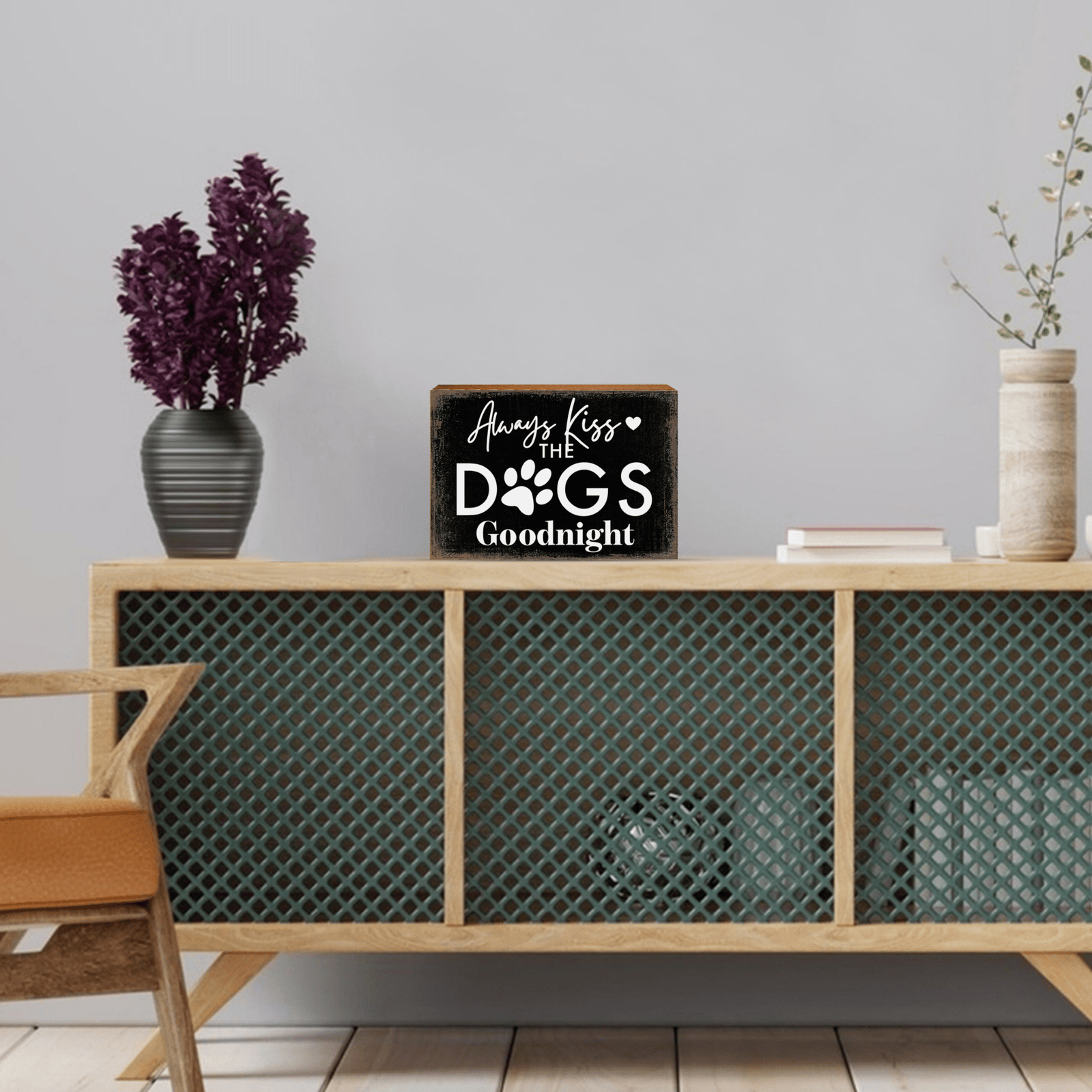 Wooden Shelf Decor and Tabletop Signs with Pet Verses - Kiss The Dogs - LifeSong Milestones