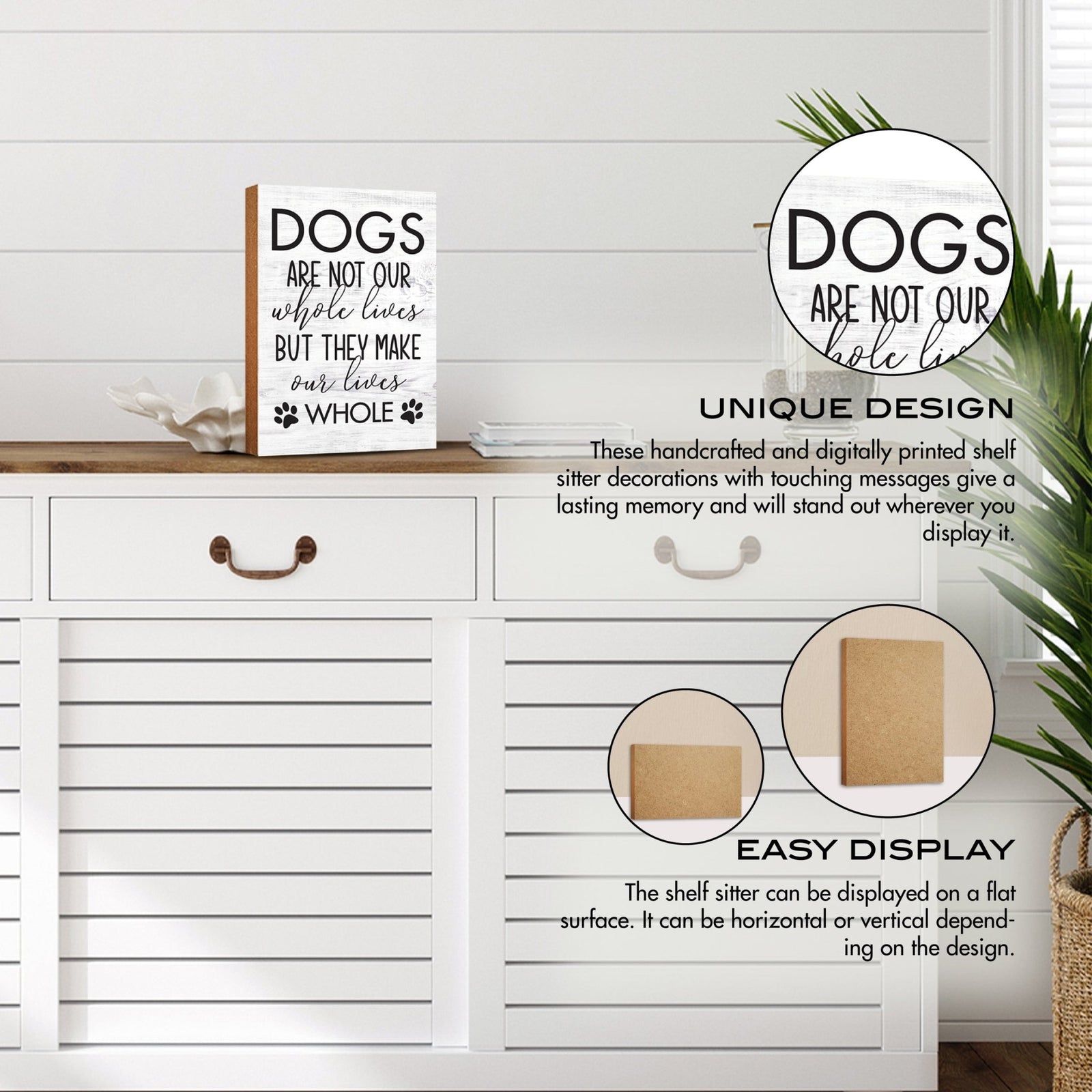 Wooden Shelf Decor and Tabletop Signs with Pet Verses - Make Our Lives Whole - LifeSong Milestones