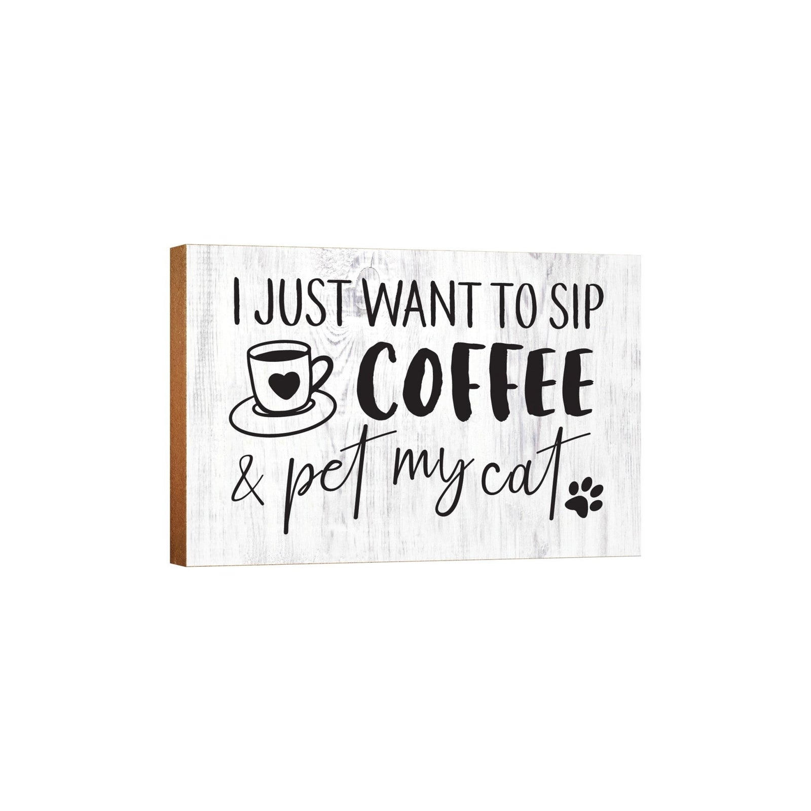 Wooden Shelf Decor and Tabletop Signs with Pet Verses - Pet My Cat - LifeSong Milestones