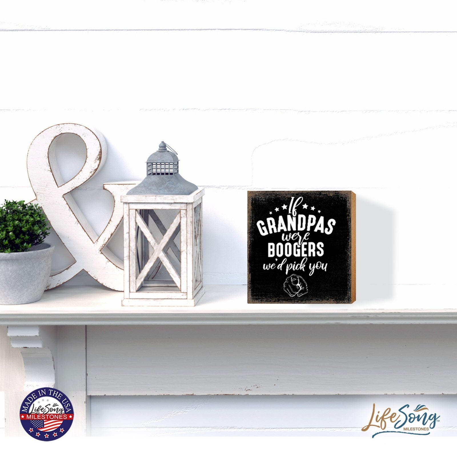 Wooden Table Top and Shelf Home Décor Gift for Grandfather - LifeSong Milestones