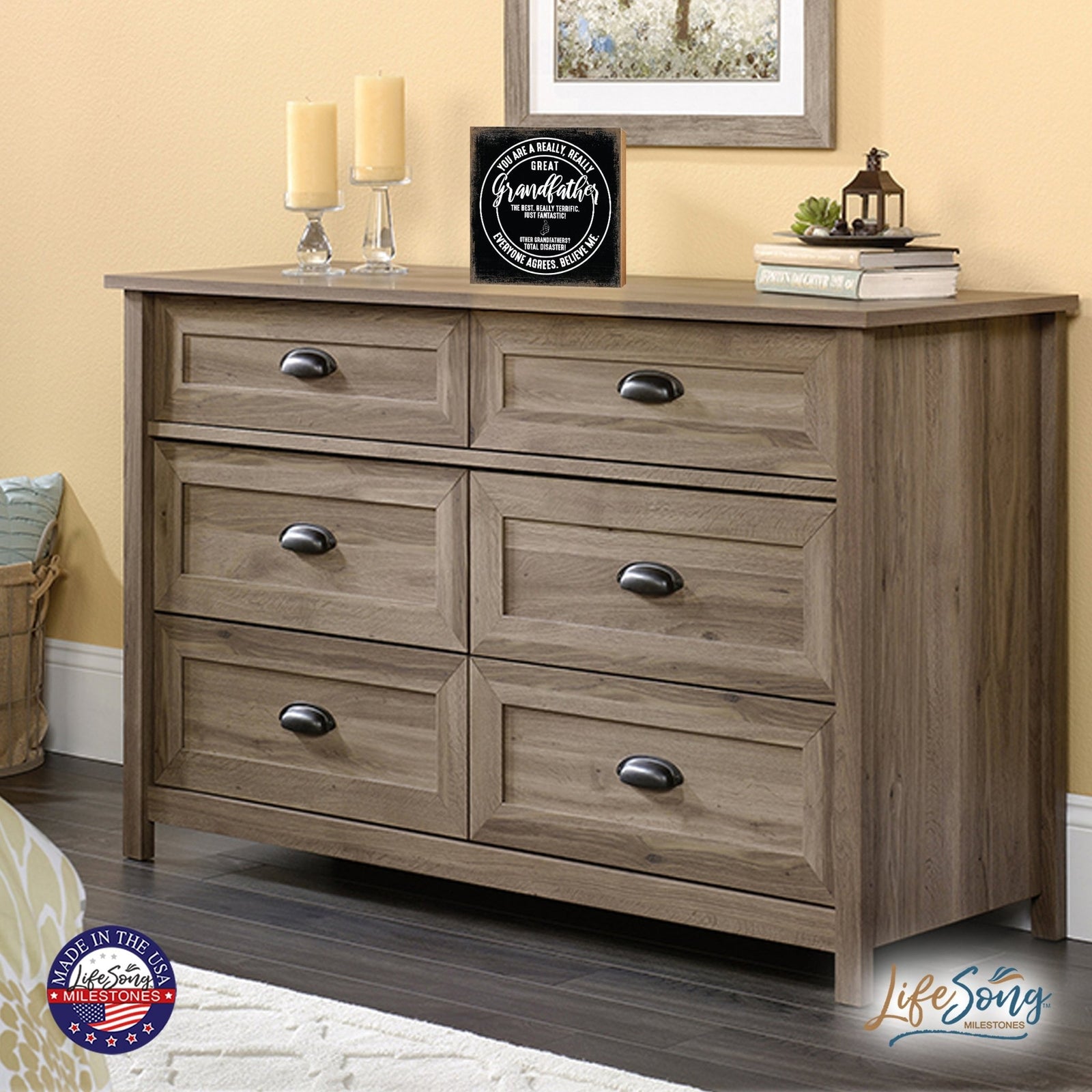 Wooden Table Top and Shelf Home Décor Gift for Grandfather - LifeSong Milestones