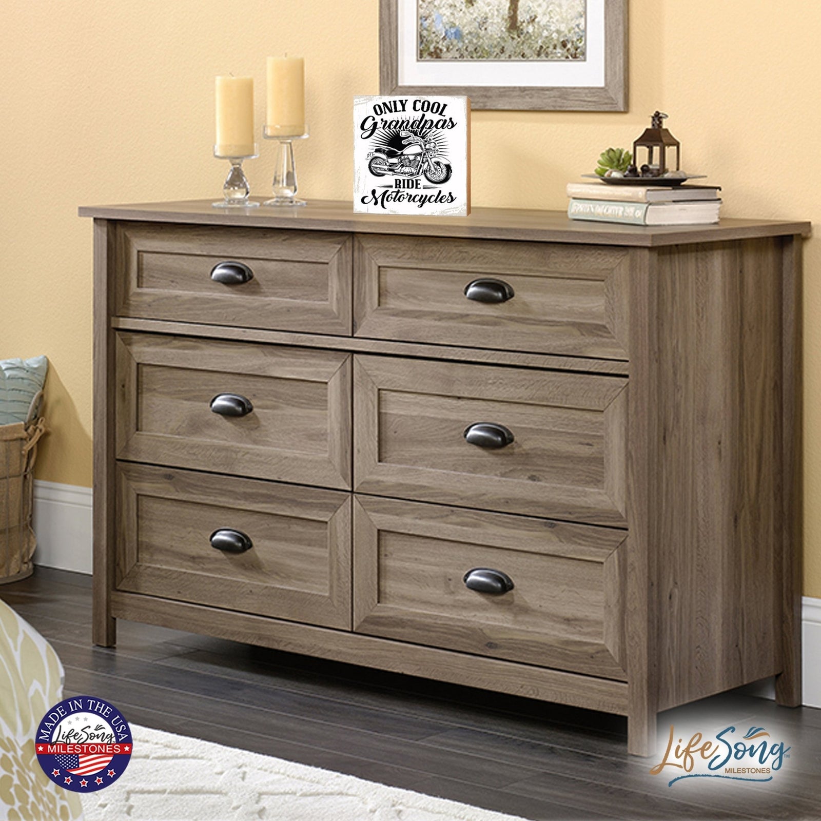 Wooden Table Top and Shelf Home Décor Gift for Grandfather - LifeSong Milestones