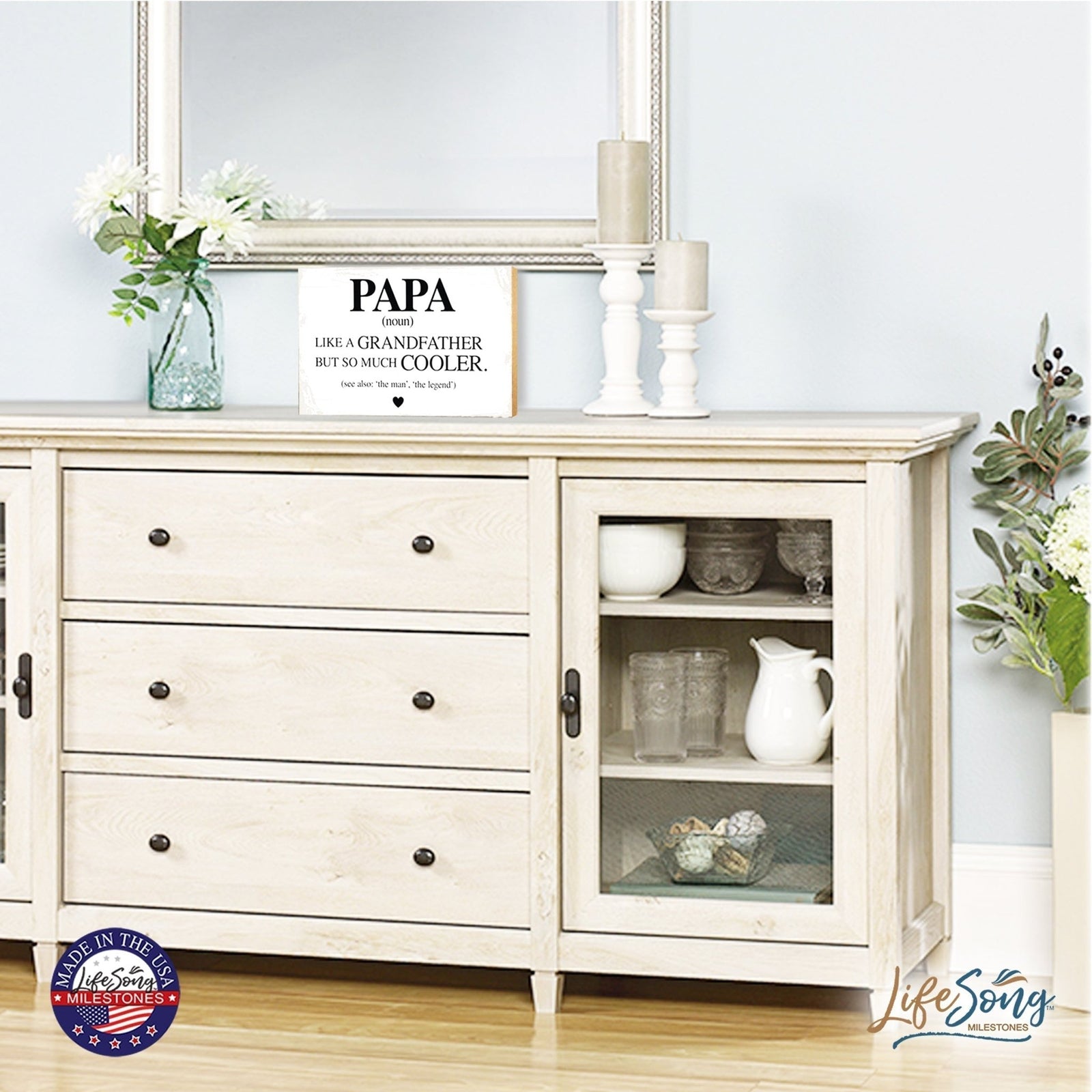 Wooden Table Top and Shelf Home Décor Gift for Grandfather - LifeSong Milestones