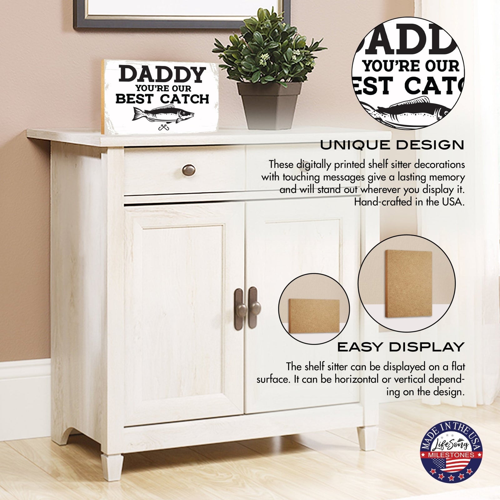 Wooden Tabletop and Unique Shelf Décor Gift for Dad - LifeSong Milestones