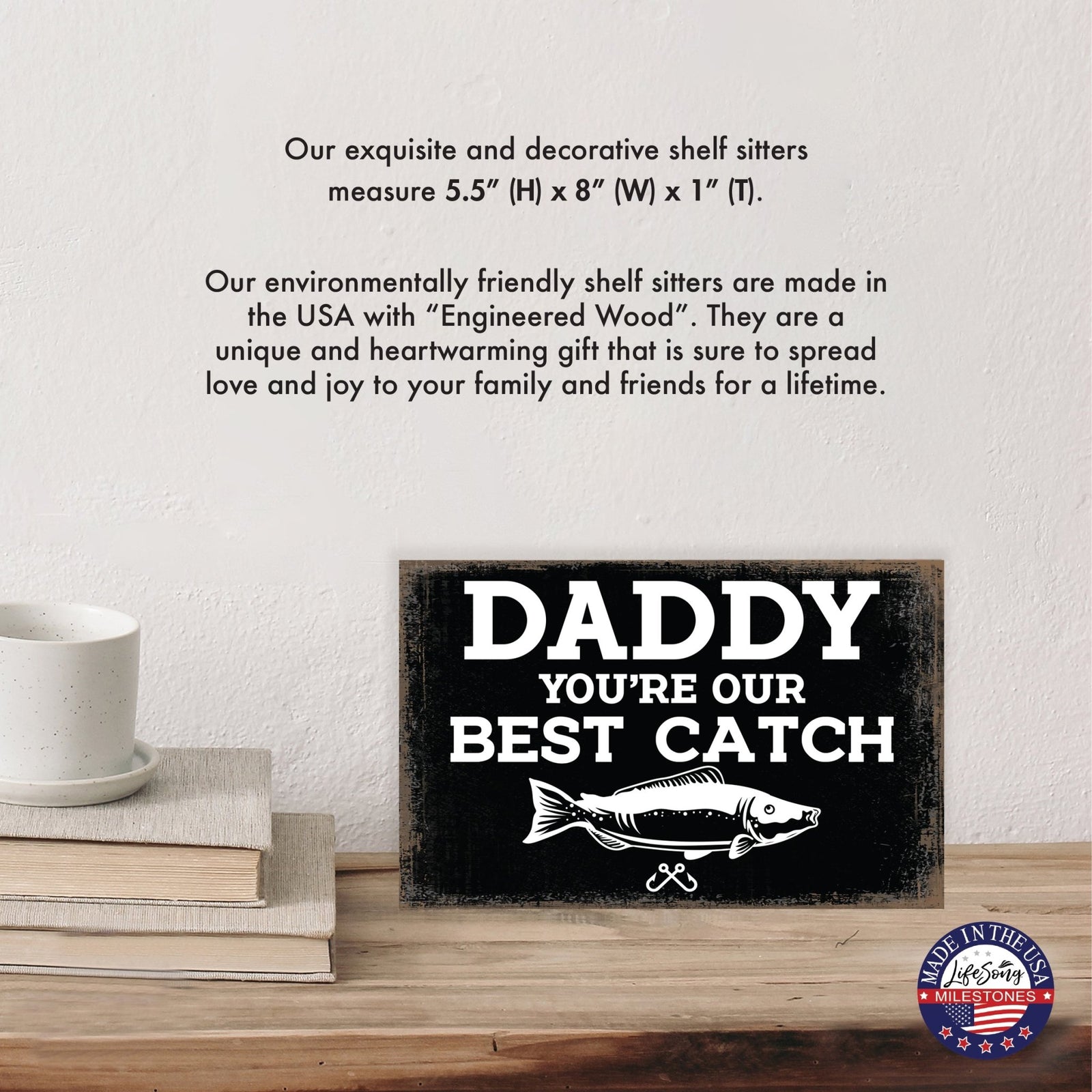 Wooden Tabletop and Unique Shelf Décor Gift for Dad - LifeSong Milestones