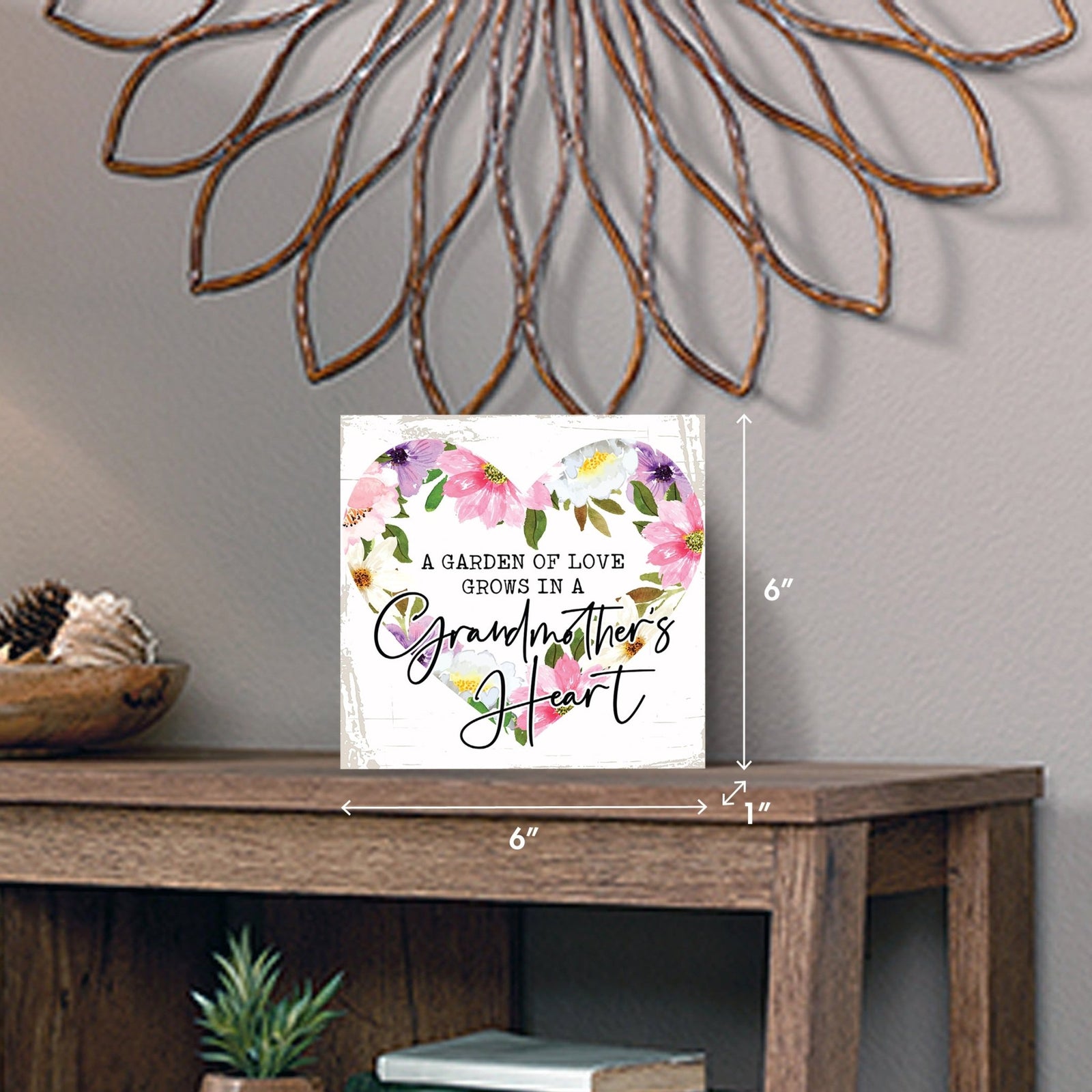 Wooden Unique Shelf Decor and Table Top Signs for Grandmother - A Garden of Love - LifeSong Milestones