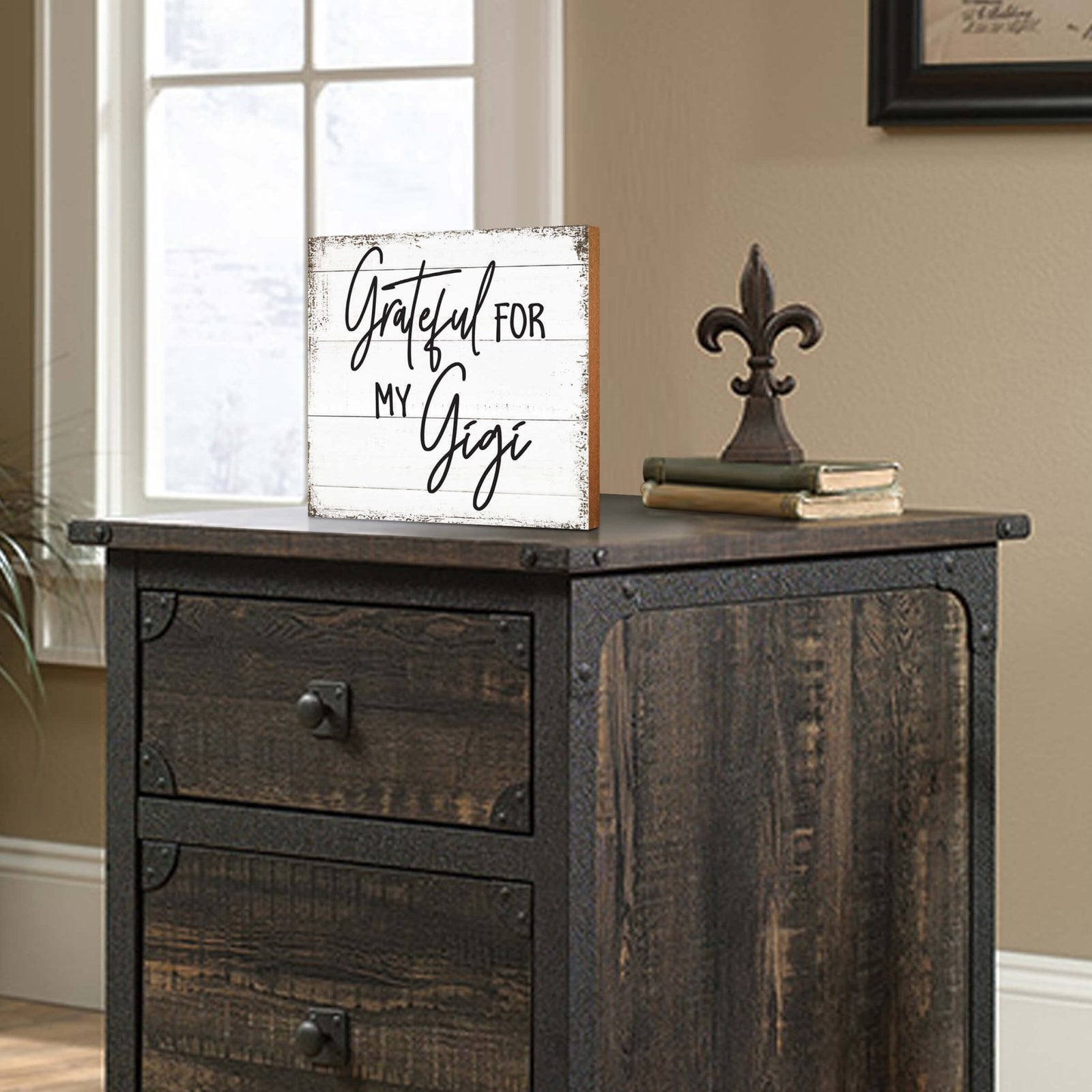Wooden Unique Shelf Decor and Table Top Signs for Grandmother - Grateful For My - LifeSong Milestones
