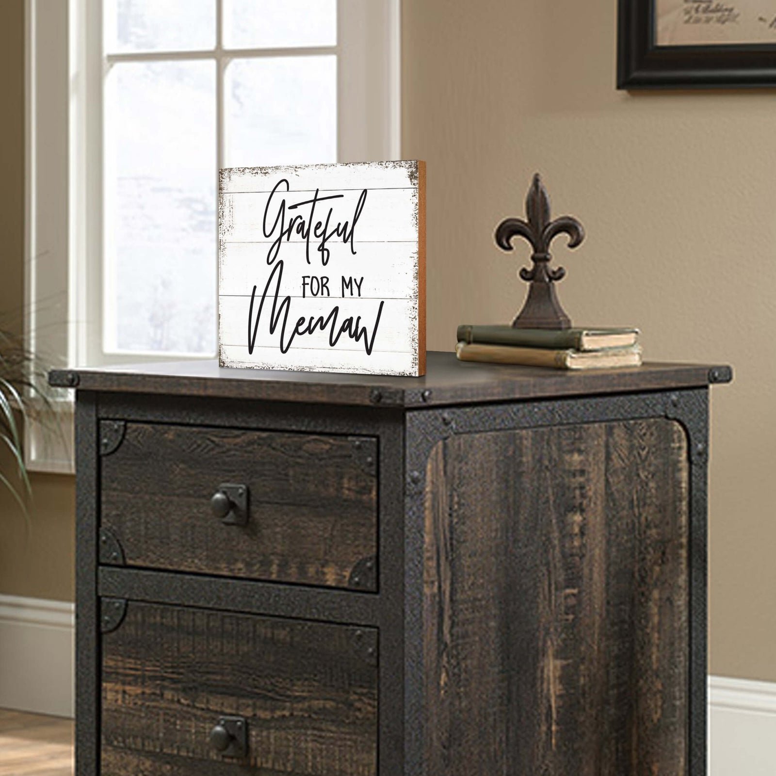 Wooden Unique Shelf Decor and Table Top Signs for Grandmother - Grateful For My - LifeSong Milestones