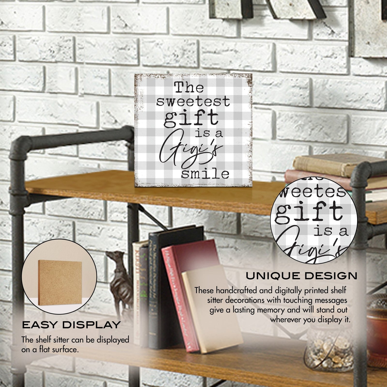 Wooden Unique Shelf Decor and Table Top Signs for Grandmother - The Sweetest Gift - LifeSong Milestones