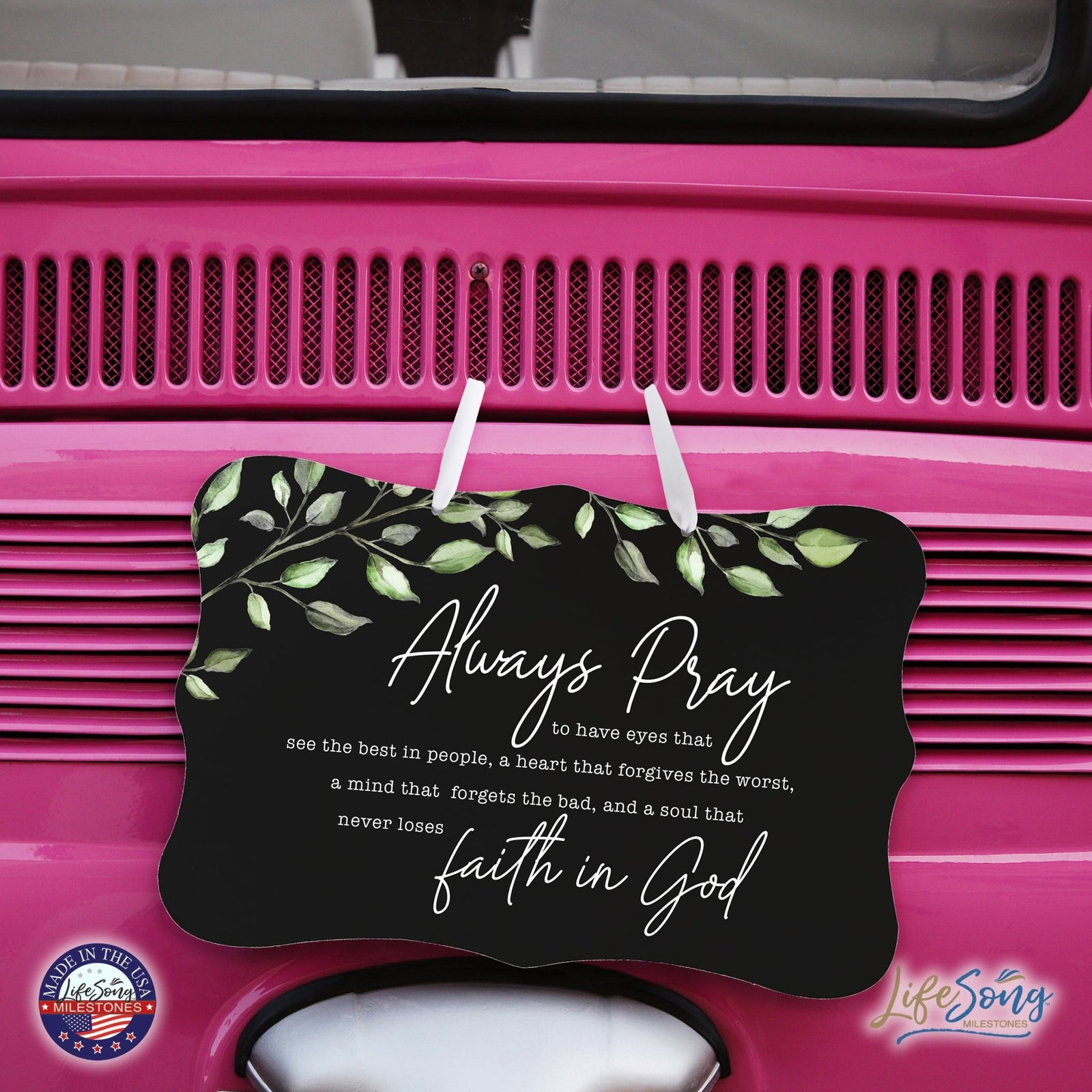 Wooden Wall Hanging Sign for Home Decorations 8x12 - Always Pray (Leaves) - LifeSong Milestones