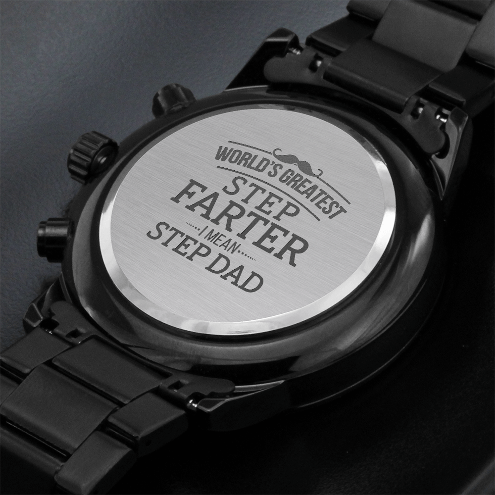 'World's Greatest' Custom Watch – Engraved Chronograph Gift for Stepdad Who Stepped Up - LifeSong Milestones