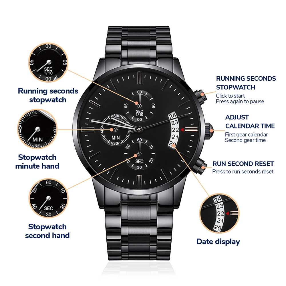 'You're the Best Dad' Custom Watch – Engraved Chronograph Gift for Stepdad Who Stepped Up - LifeSong Milestones